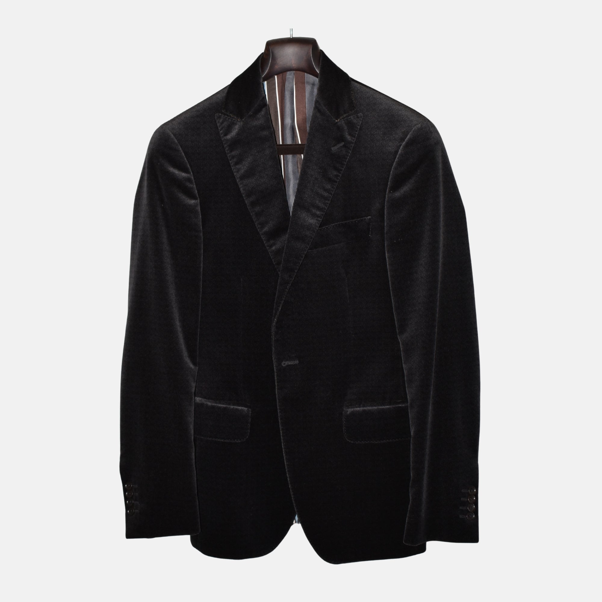 Charcoal Patterned Velvet Blazer made of Cotton (EU 48)