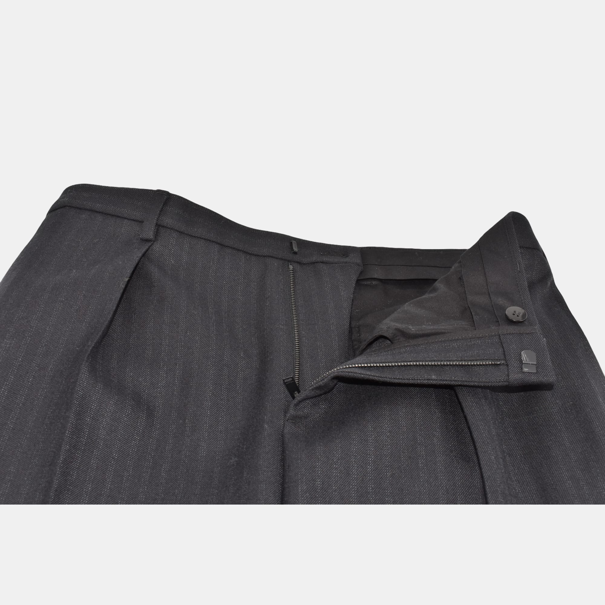 Black Striped Trousers made of Wool (EU 48)