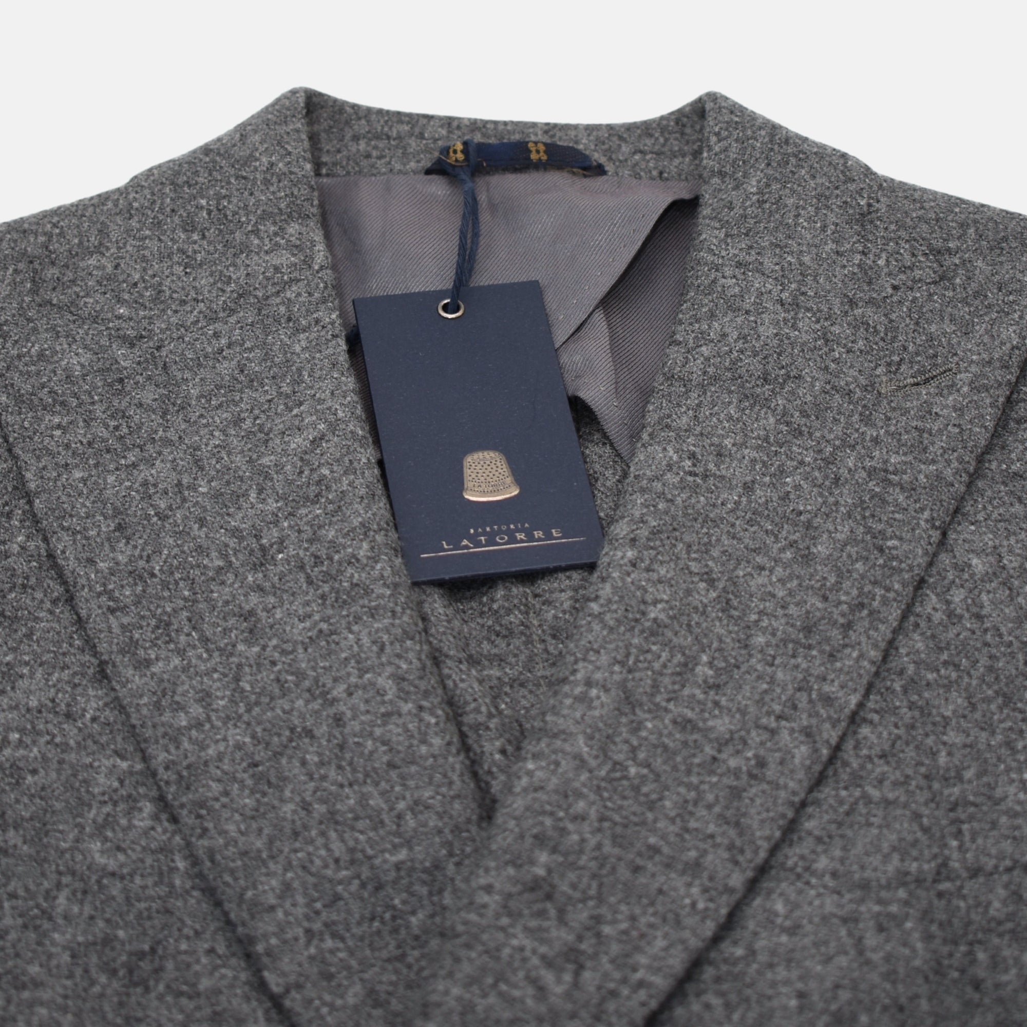 Grauer doppelreihiger Blazer aus Wolle/Kaschmir (EU 46)