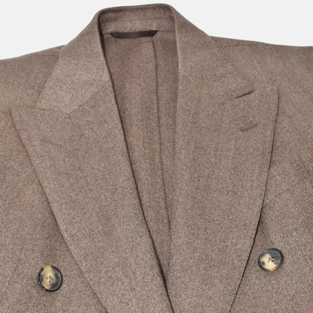 Brown Herringbone Coat made of Wool/ Cashmere (EU 50)