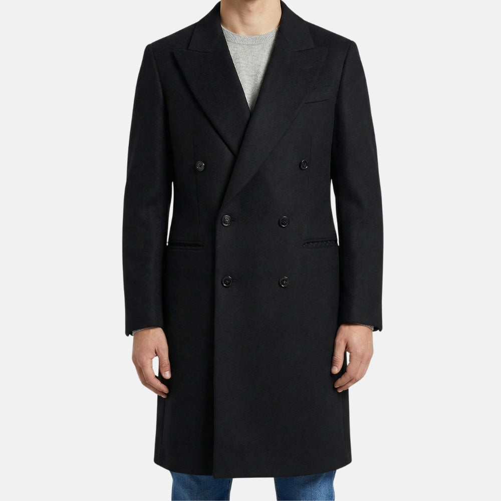 Black Doublebreasted Coat made of Wool (EU 48)