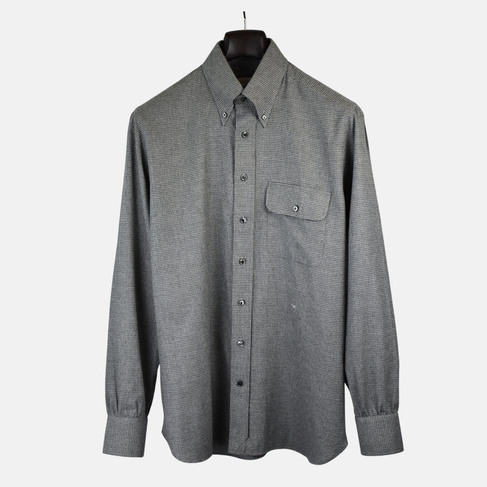Gray Houndstooth Patterned Shirt made of Cotton (EU 42)