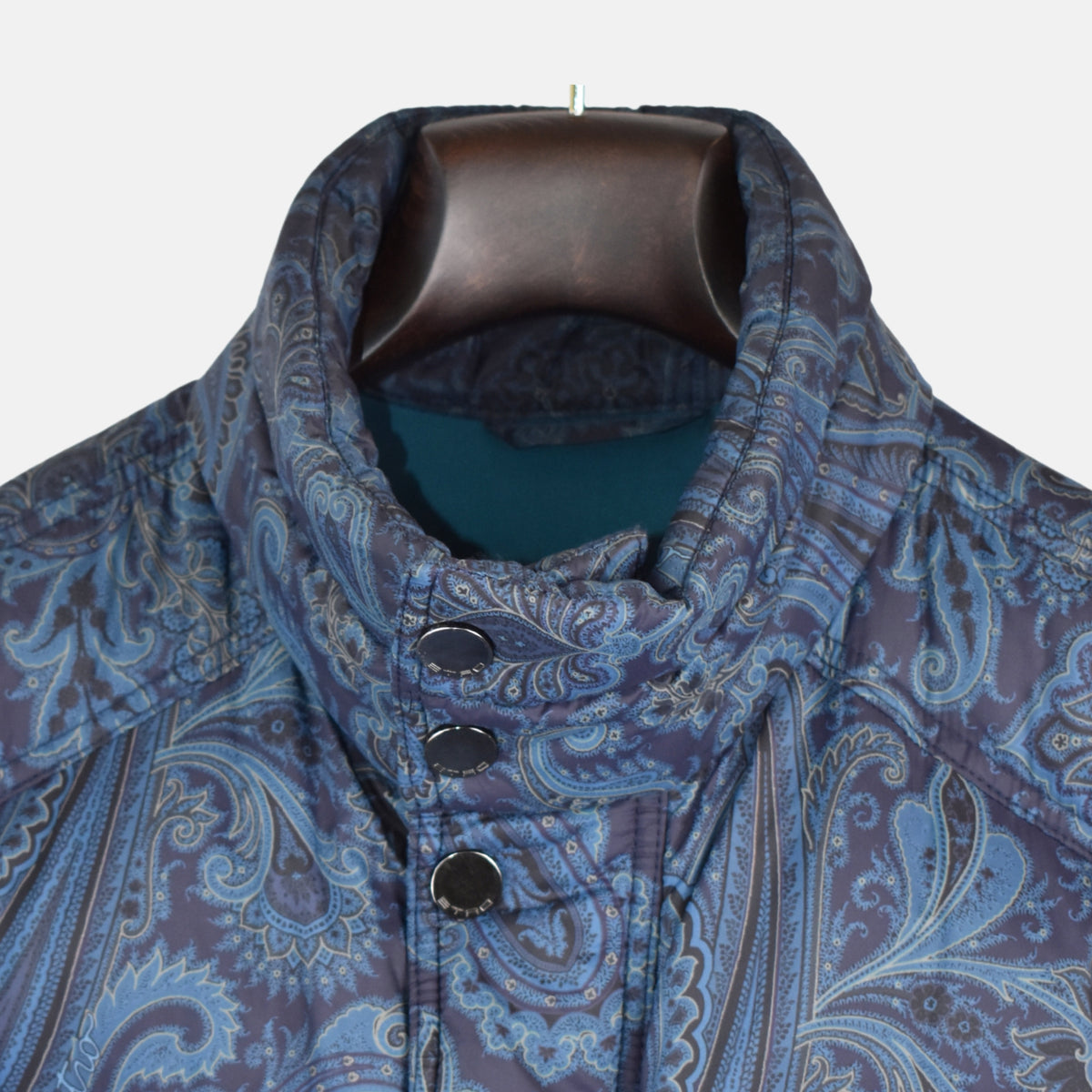 Blue Patterned Down Jacket made of Polyamide (S)