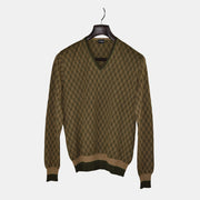 Brown Patterned Sweater made of Virgin Wool (EU 50)