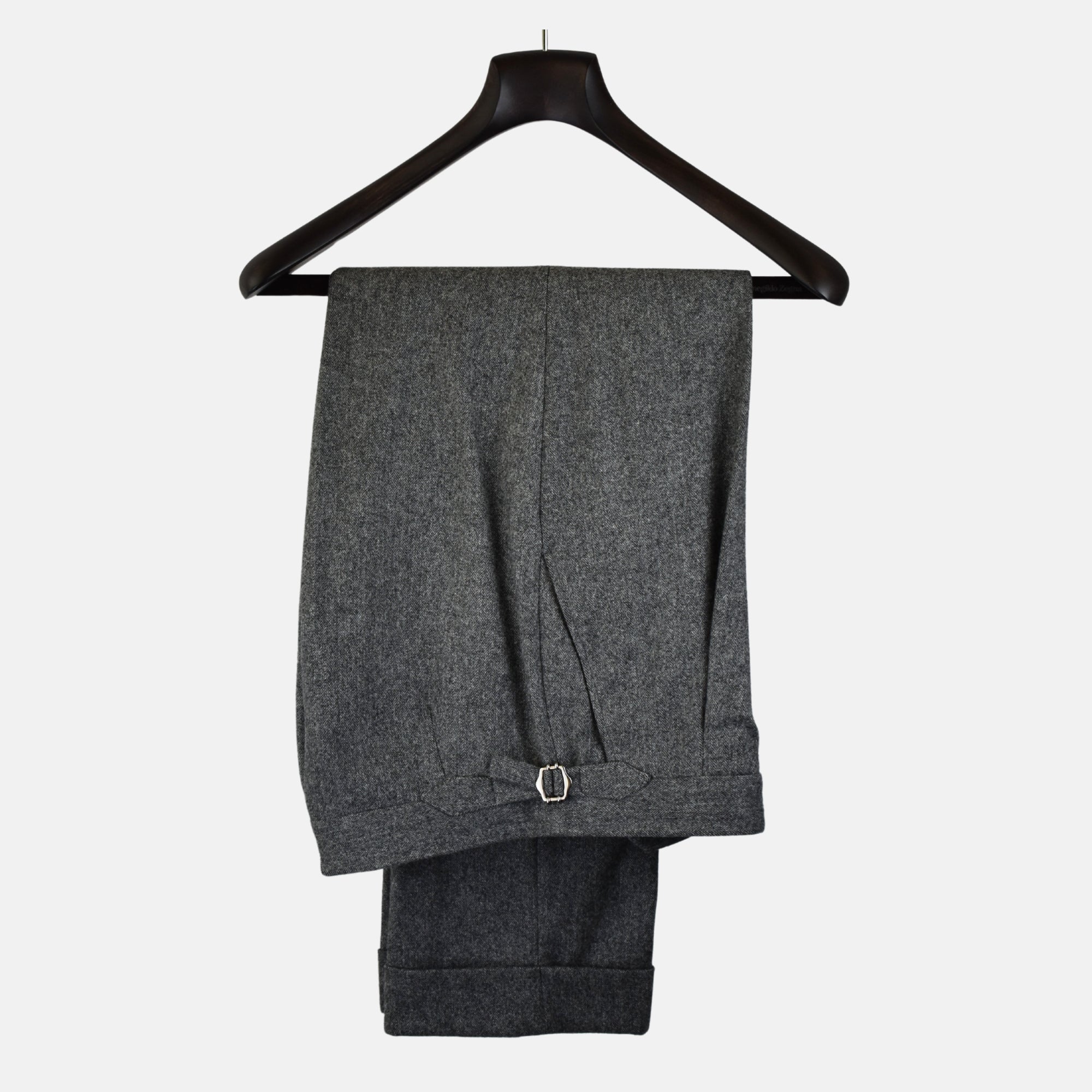 Graue Herringbone-Hose aus Wolle (EU 46)