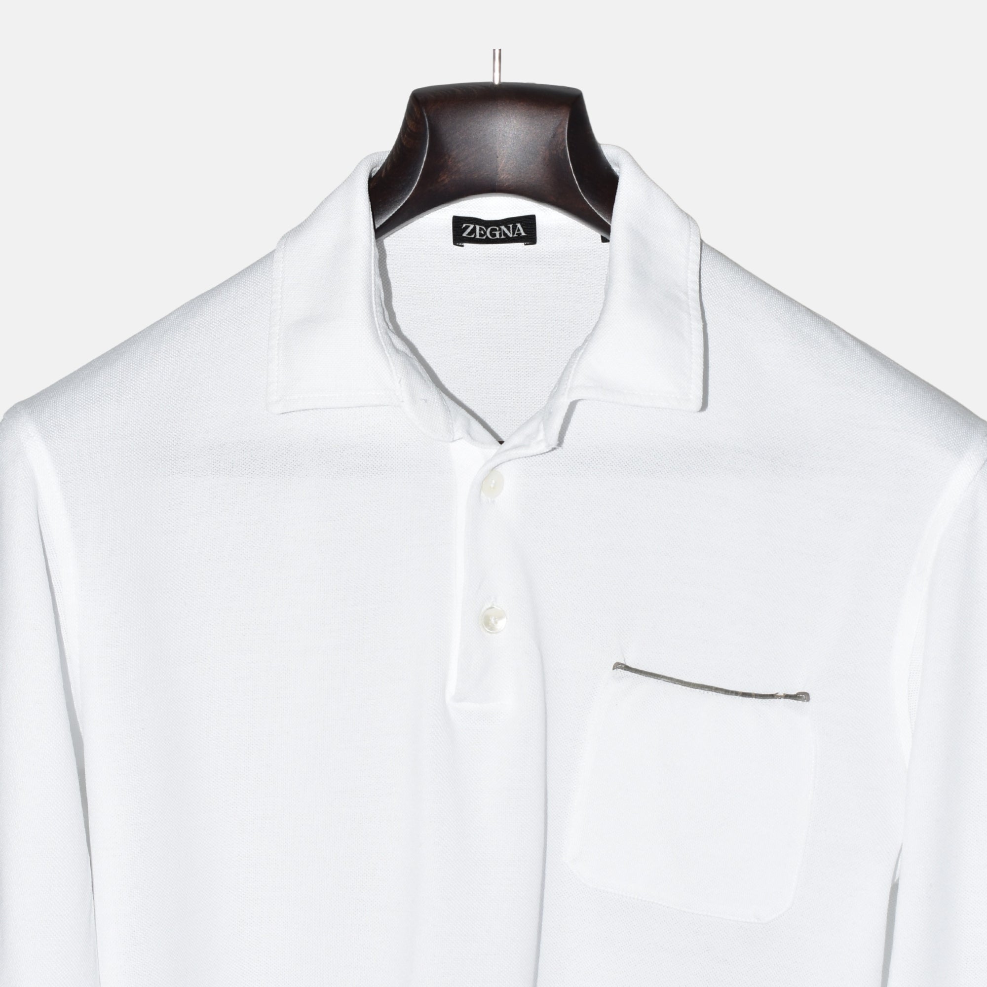 White Long Sleeve Polo (M)