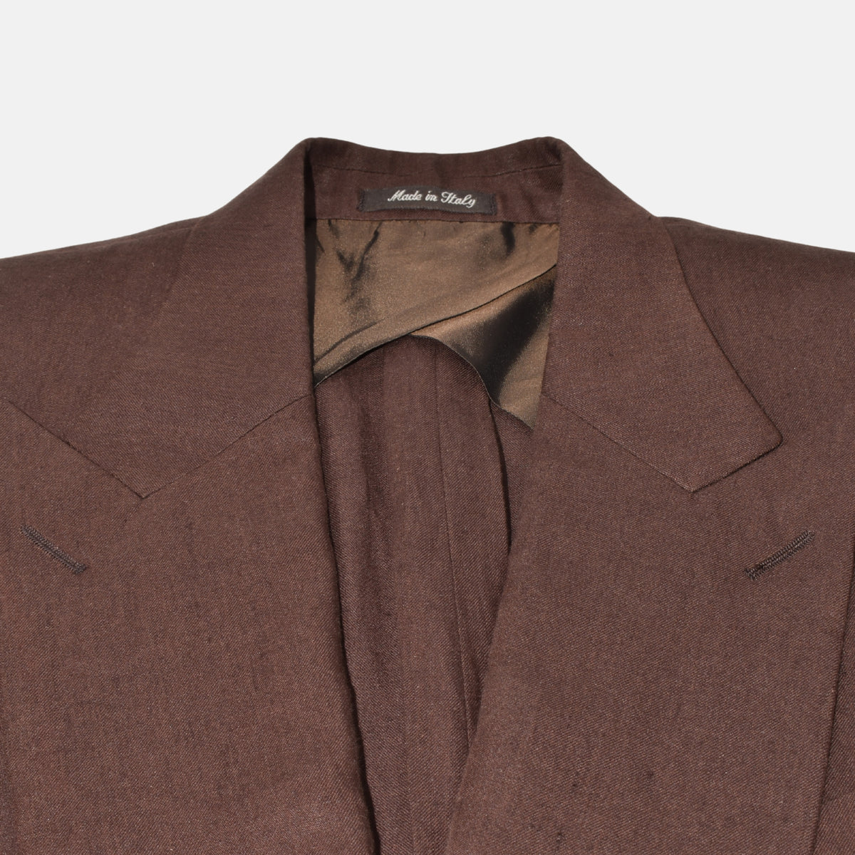 Brauner zweireihiger Blazer aus Leinen (EU 54)
