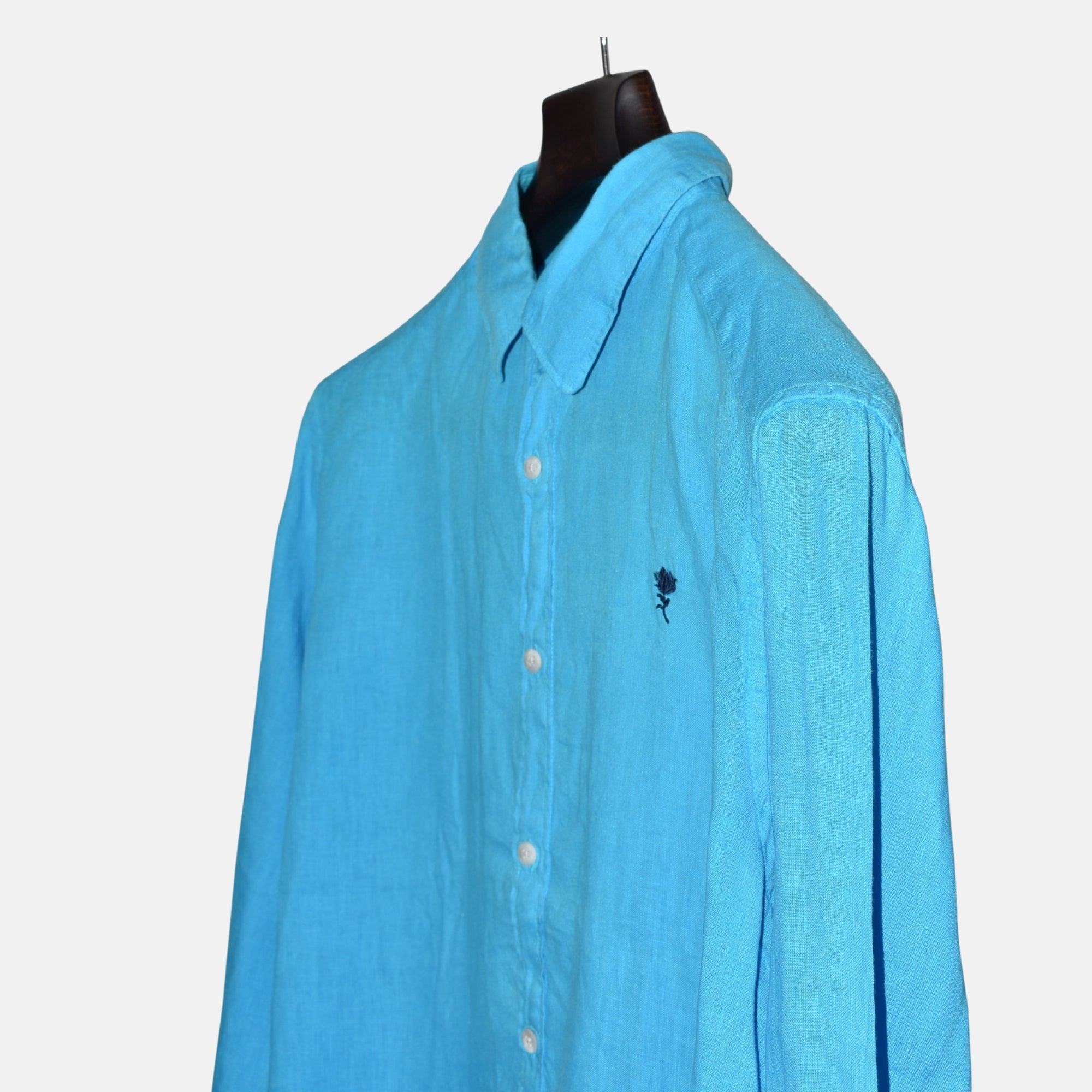 Turquoise Shirt made of Linen (M)