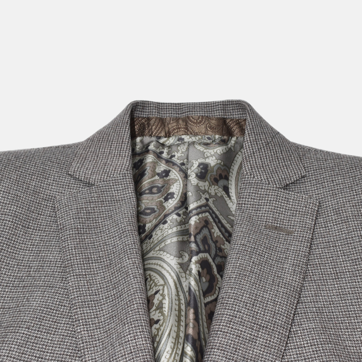 Brown-Gray Checkered Suit made of Wool ( EU 48)