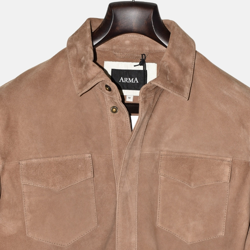 Taupe Overshirt made of Goat Suede (M)