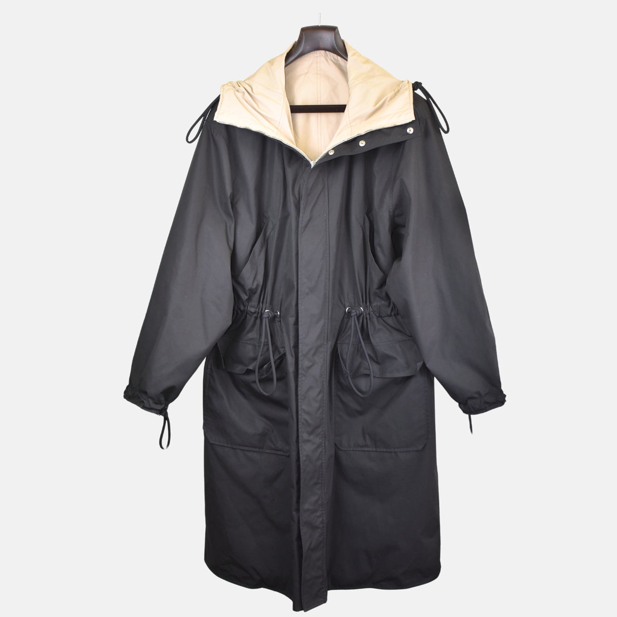 Black Hooded Coat made of Cotton (EU 46)