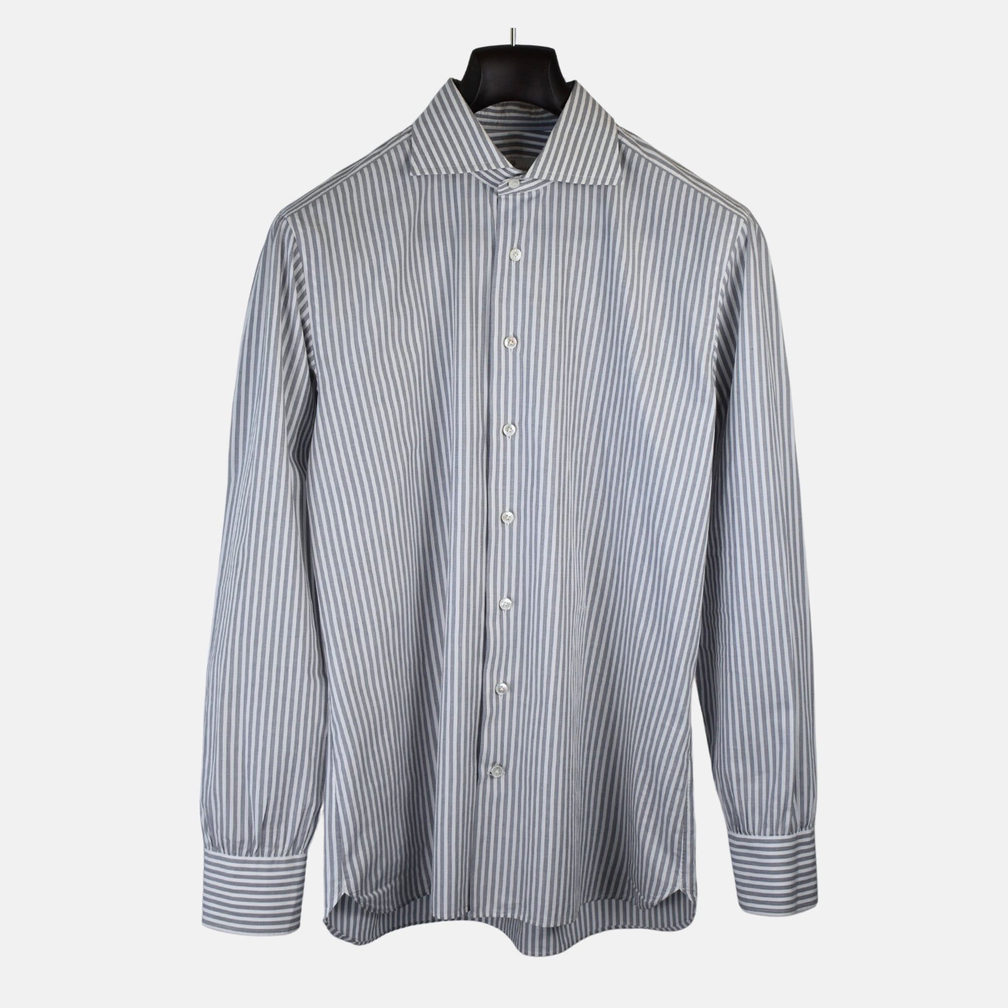Gray-White Striped Shirt made of Cotton (EU 41)