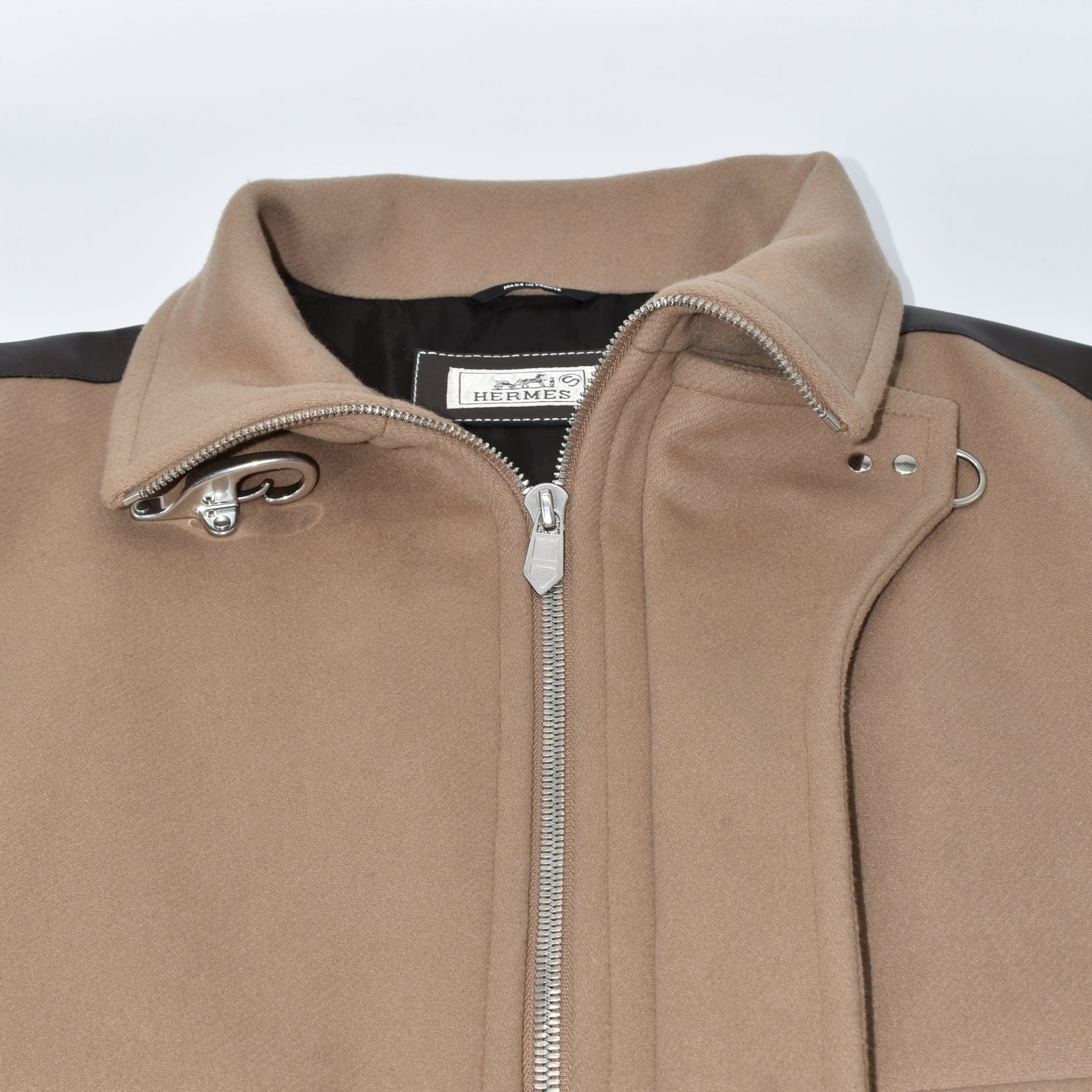 Beige/Braune Jacke aus Wolle/Leder (EU 48)