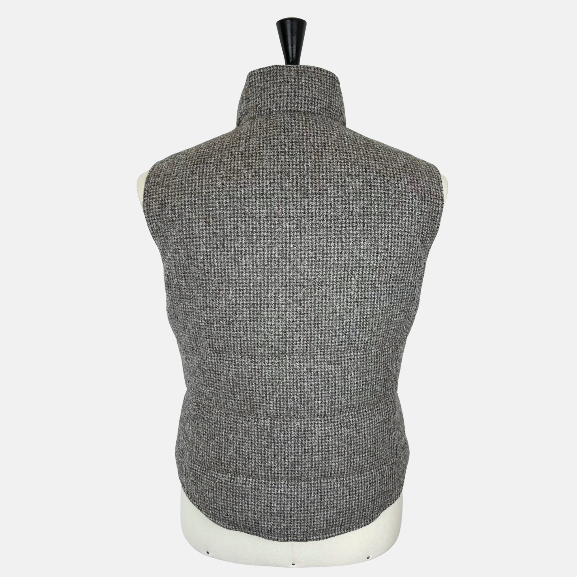 Gray Patterned/Navy Reversible Down Vest made of Wool/Alpaca/Polyamide/Cashmere (M)