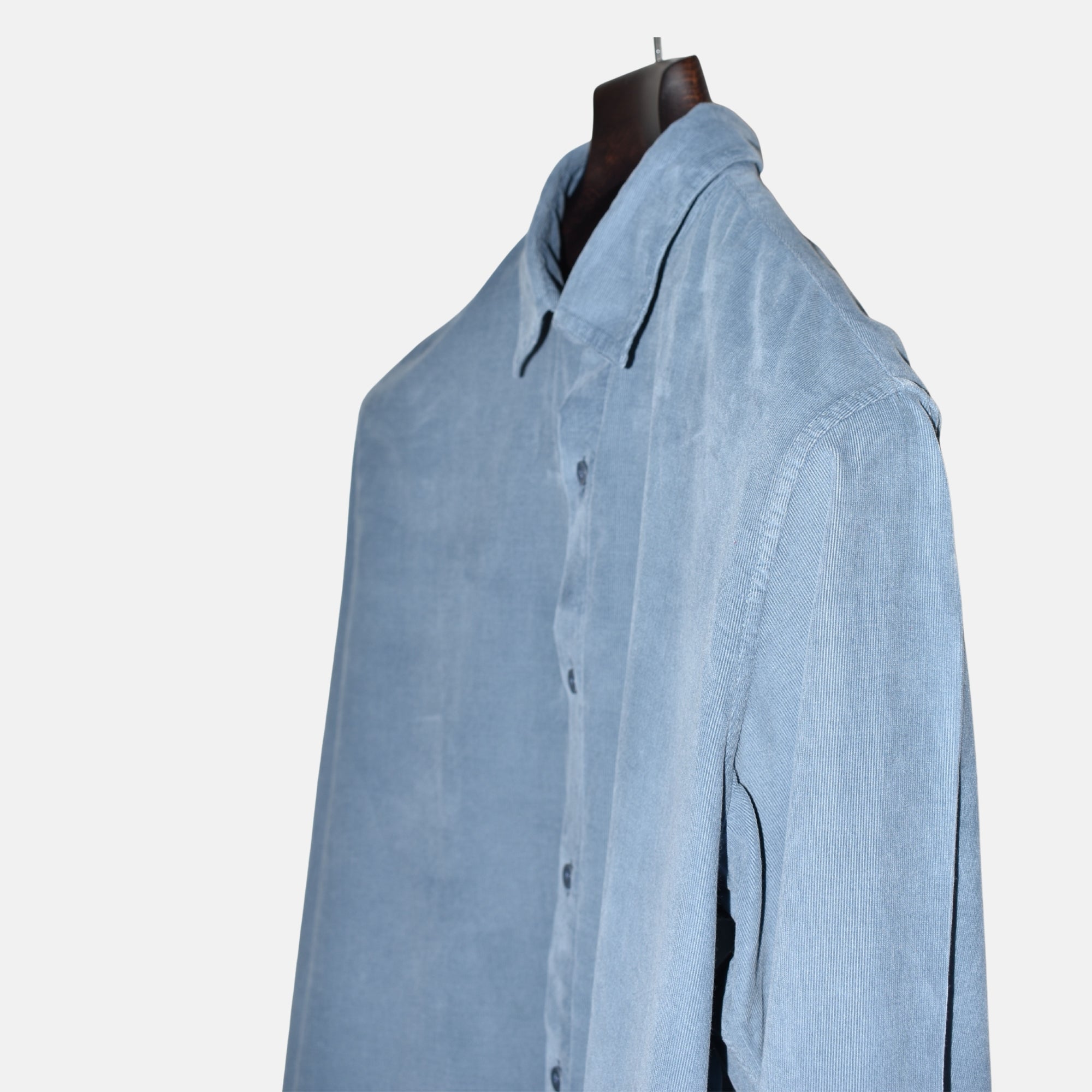 Blue-Gray Corduroy Shirt made of Cotton (M)
