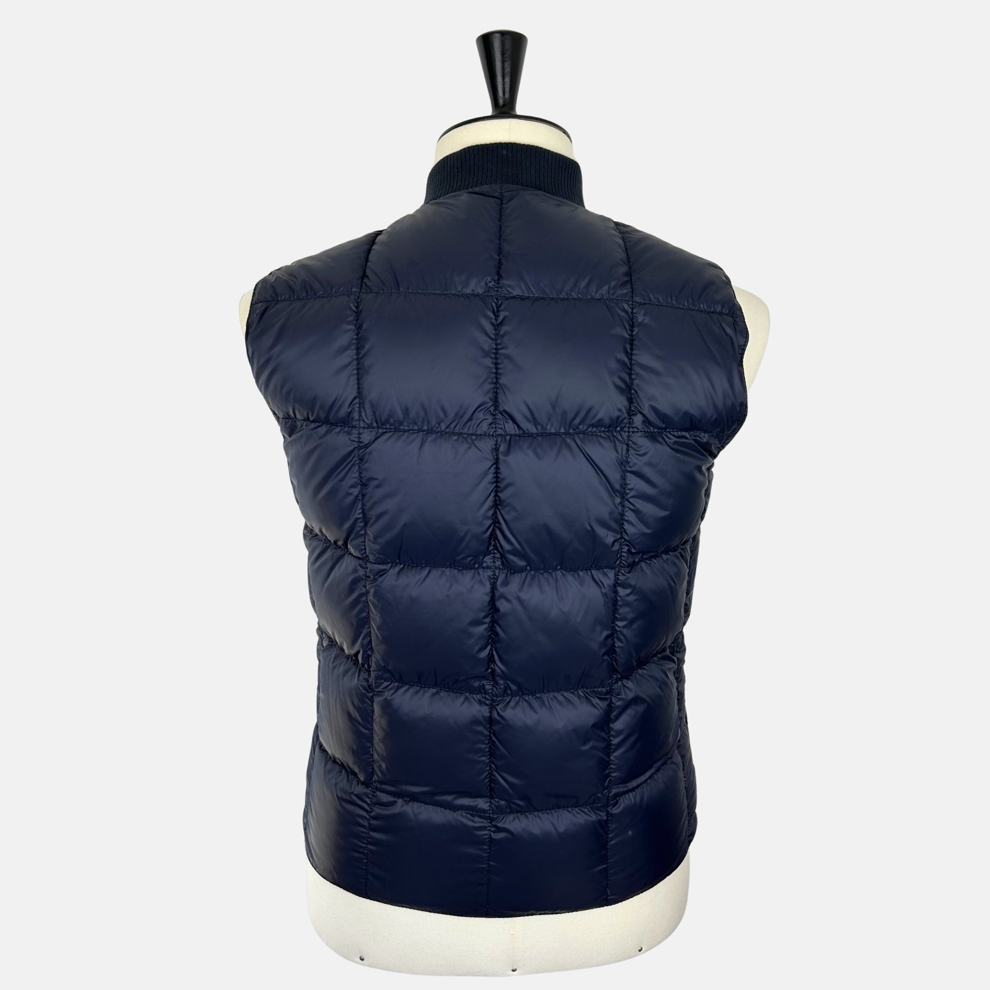 Olive/Navy Reversible Down Vest made of Suede/Nylon (S)