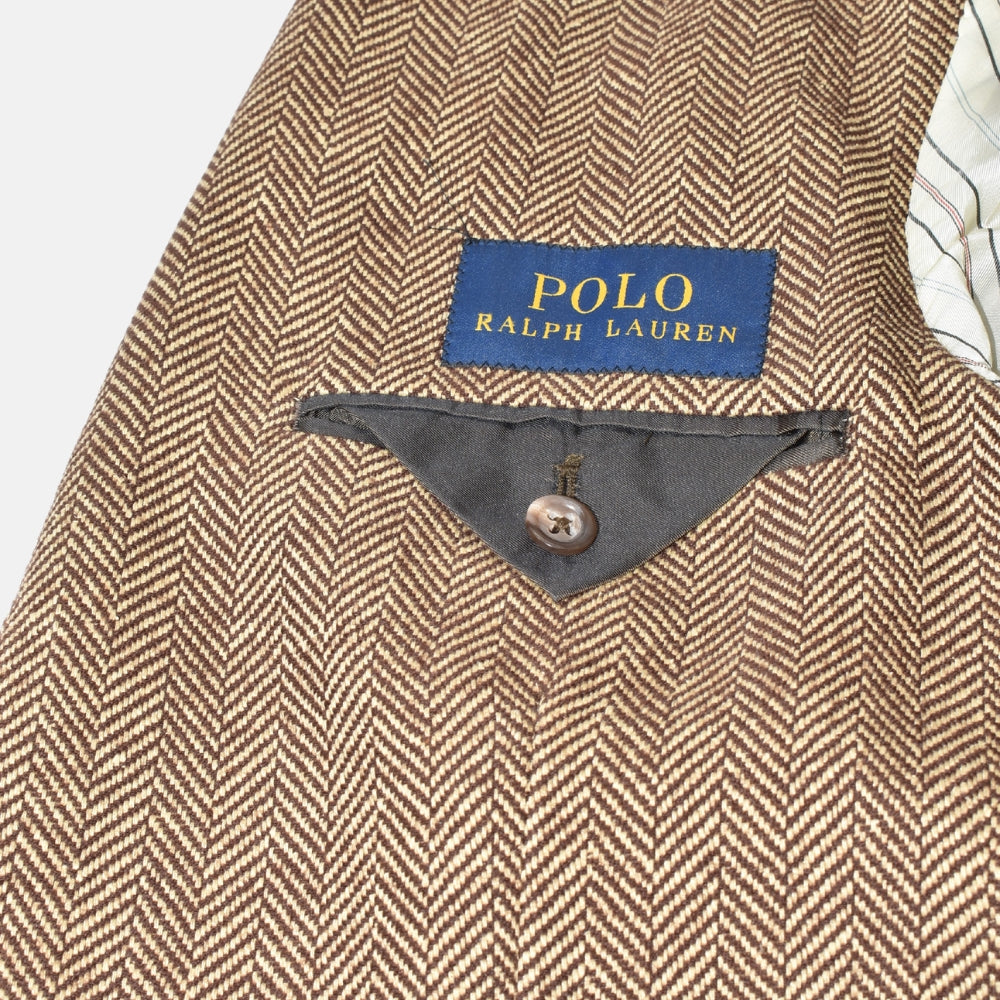 Brown Herringbone Blazer made of Linen/Wool/Viscose (EU 50)
