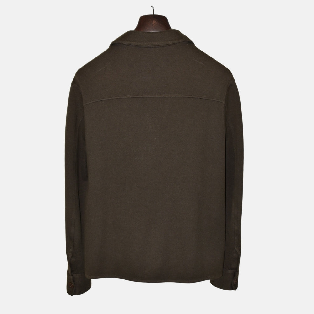 Dark Olive Overshirt made of Cotton/Silk/Cashmere (S)