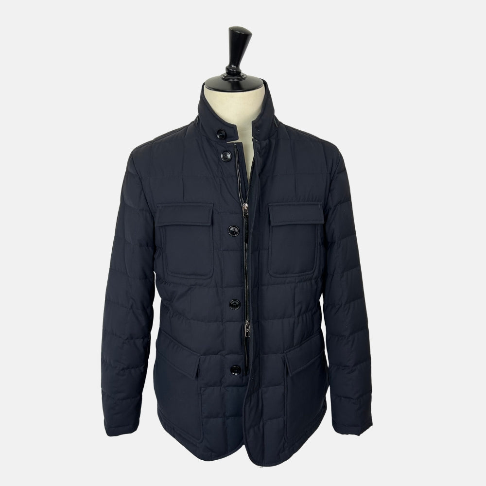 Navy Down Jacket made of Wool (EU 52)