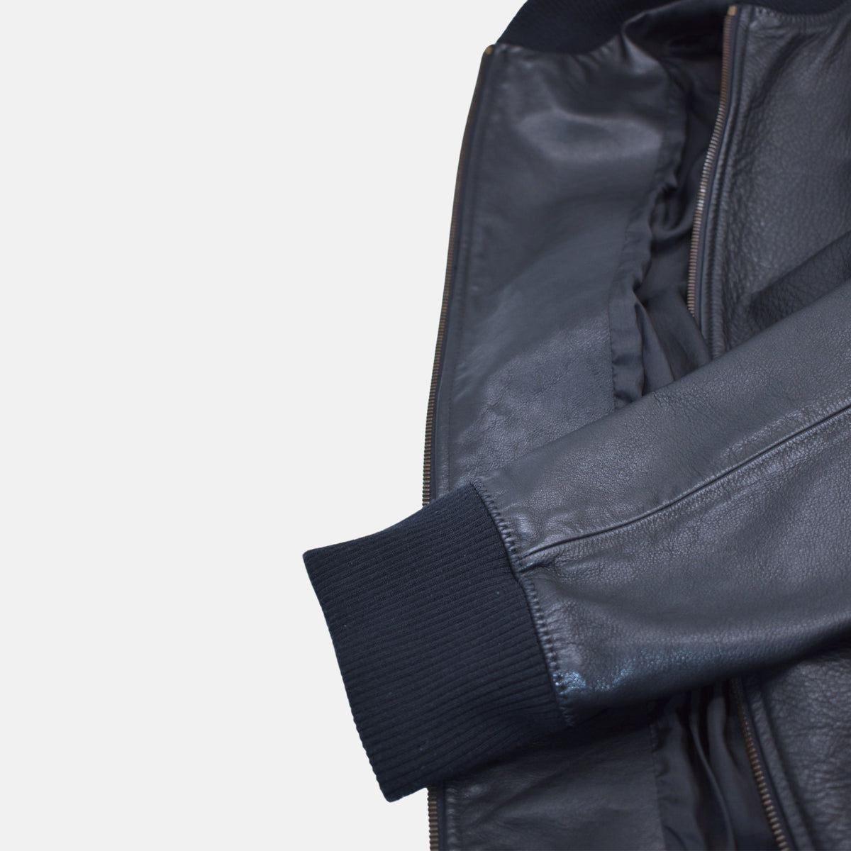 Black Blousson Jacket made of Leather (M)