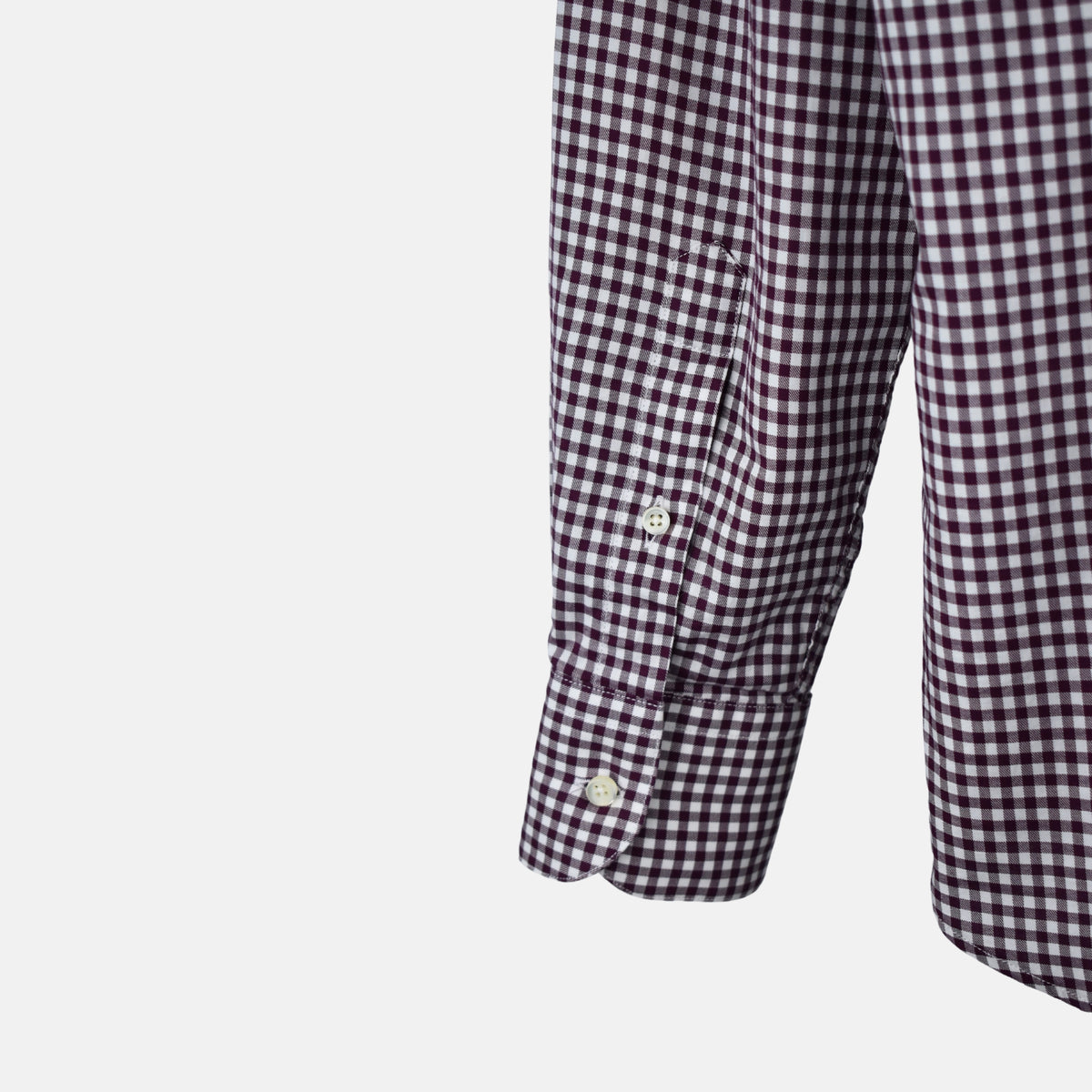 Bordeaux-White Checkered Shirt made of Cotton (EU 41)