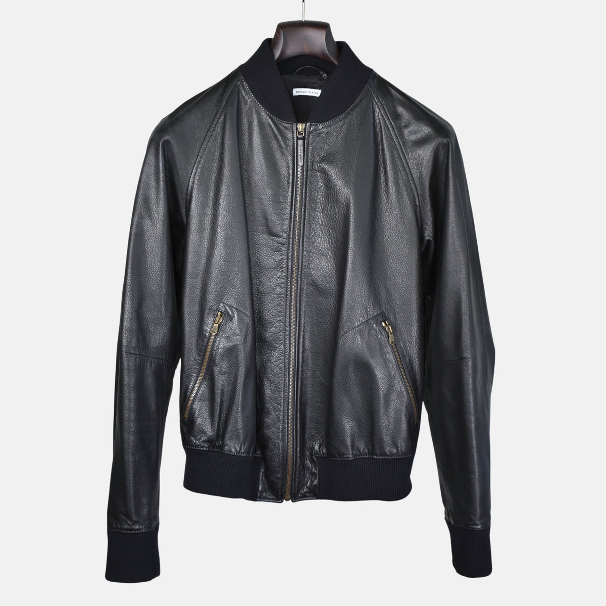 Black Blousson Jacket made of Leather (M)