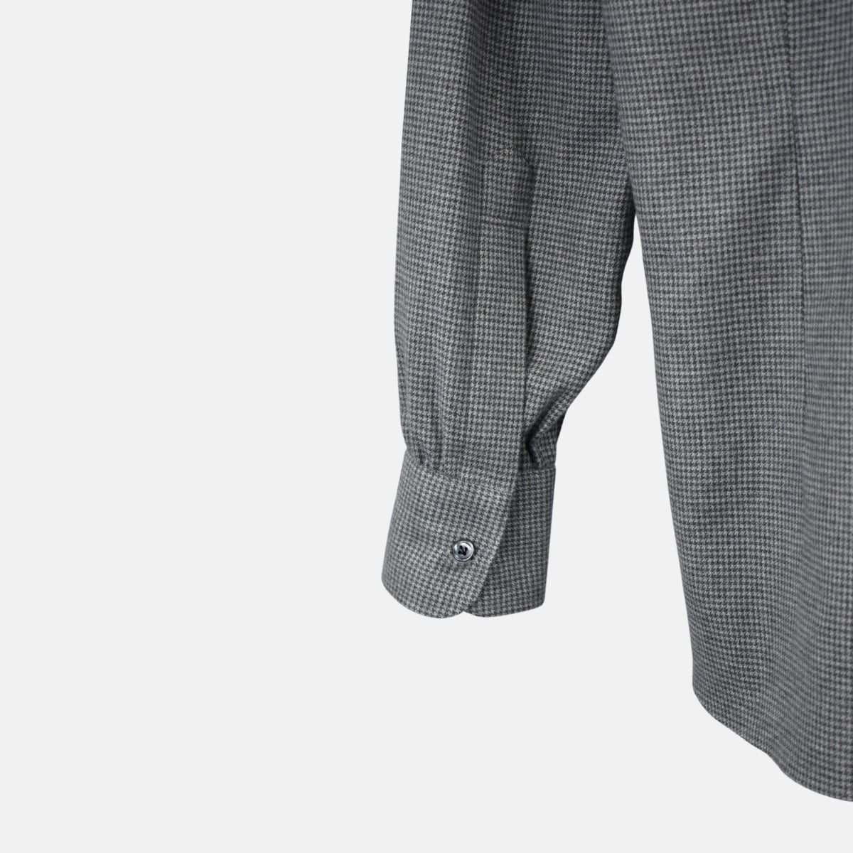 Gray Houndstooth Patterned Shirt made of Cotton (EU 42)