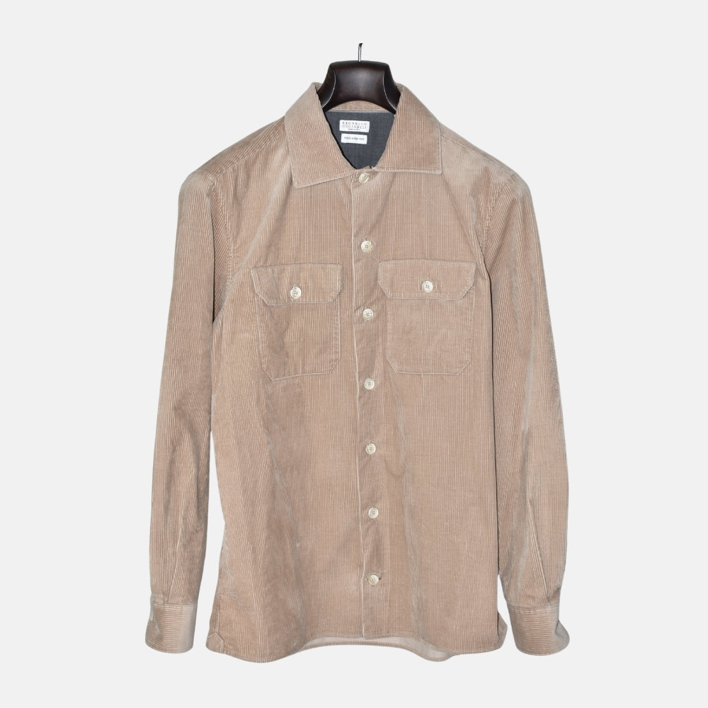 Beige Corduroy Overshirt made of Cotton (S)