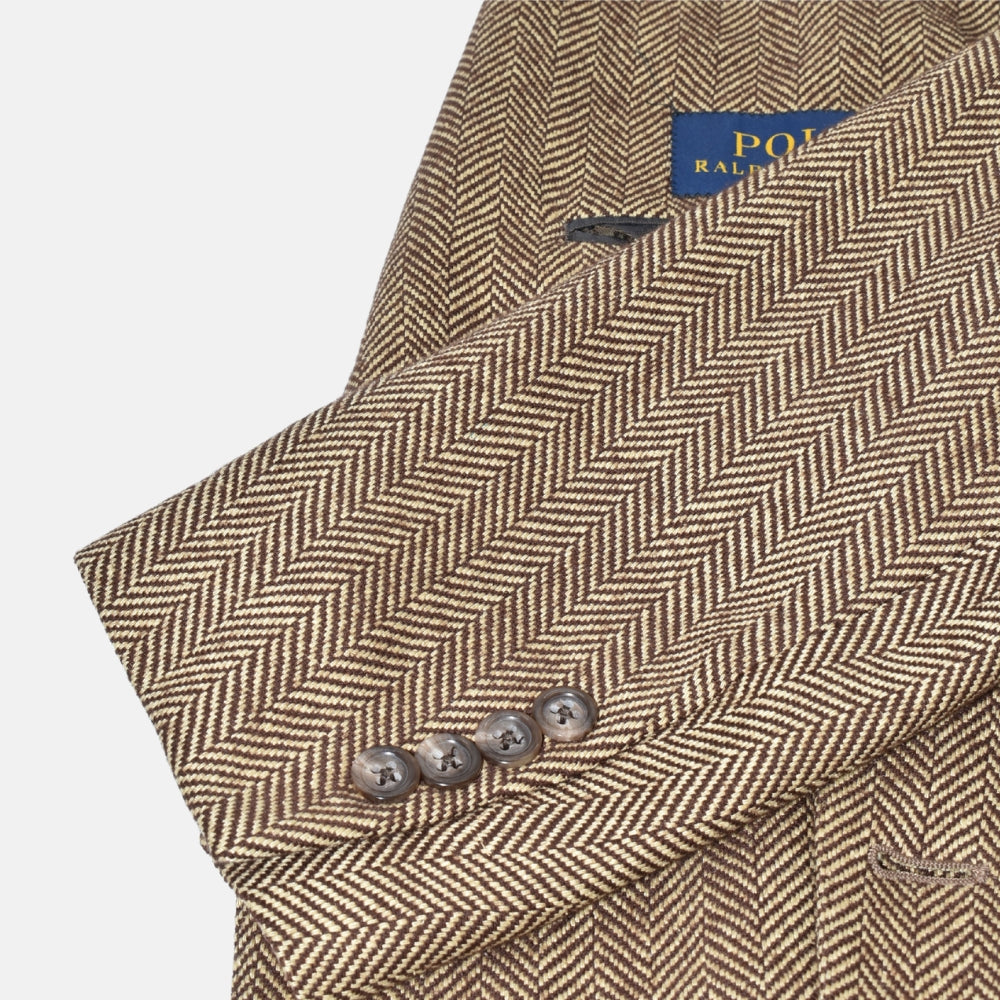 Brown Herringbone Blazer made of Linen/Wool/Viscose (EU 50)