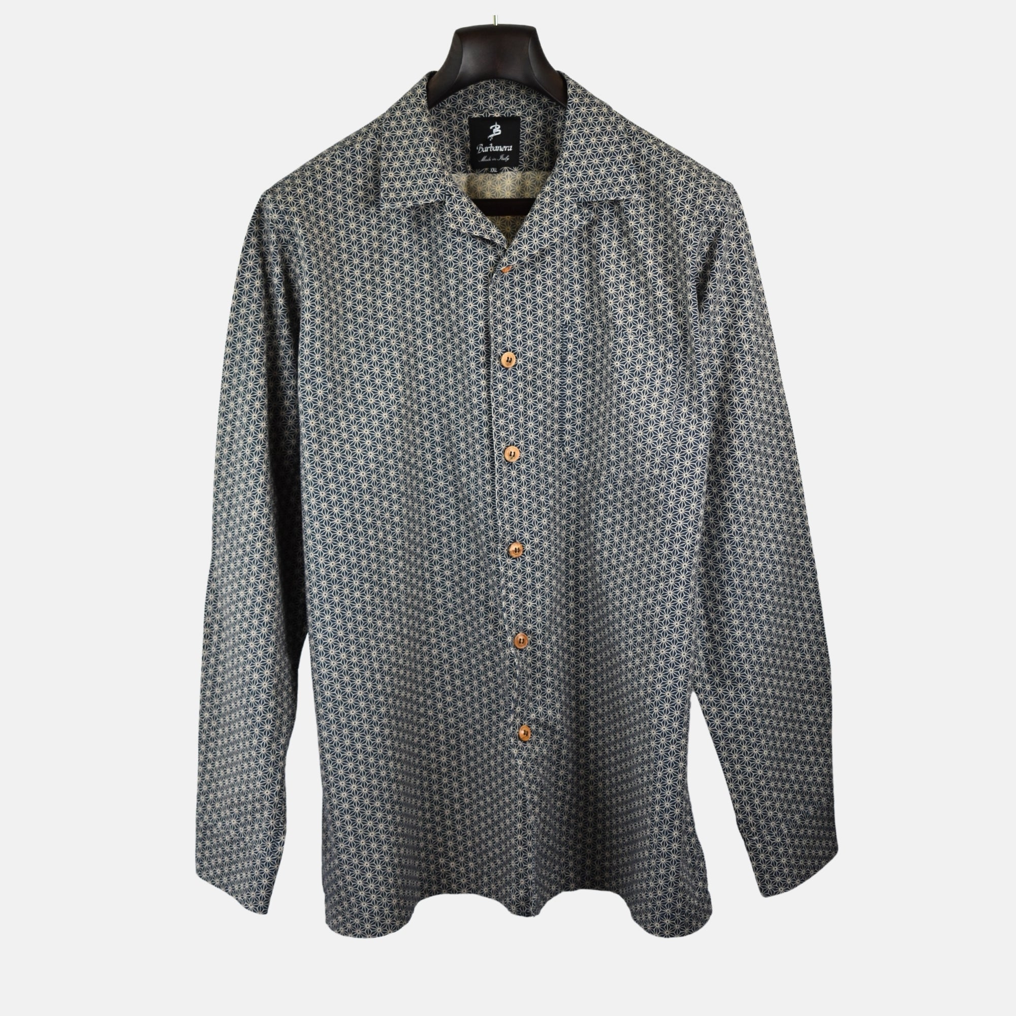 Blue-Beige Patterned Shirt made of Cotton (XXL)
