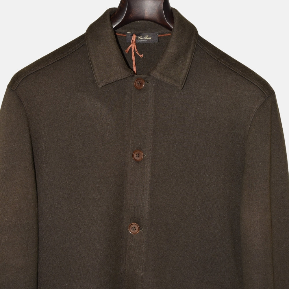 Dark Olive Overshirt made of Cotton/Silk/Cashmere (S)