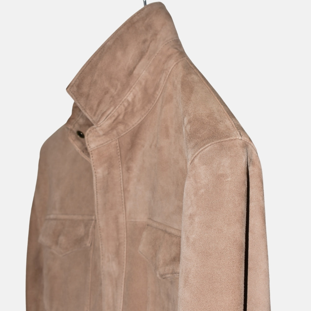 Taupe Overshirt made of Goat Suede (M)