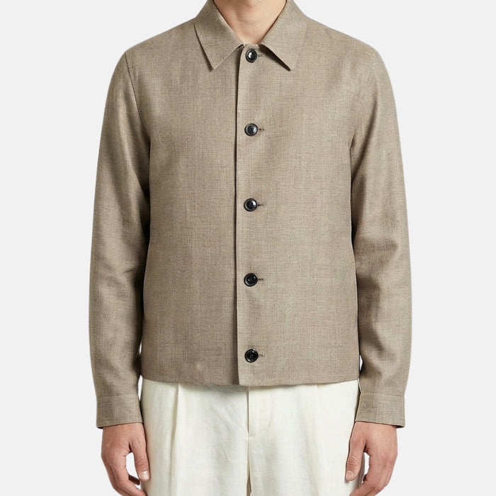 Greige Melange Jacket made of Cashmere/Silk/Linen (EU 50)