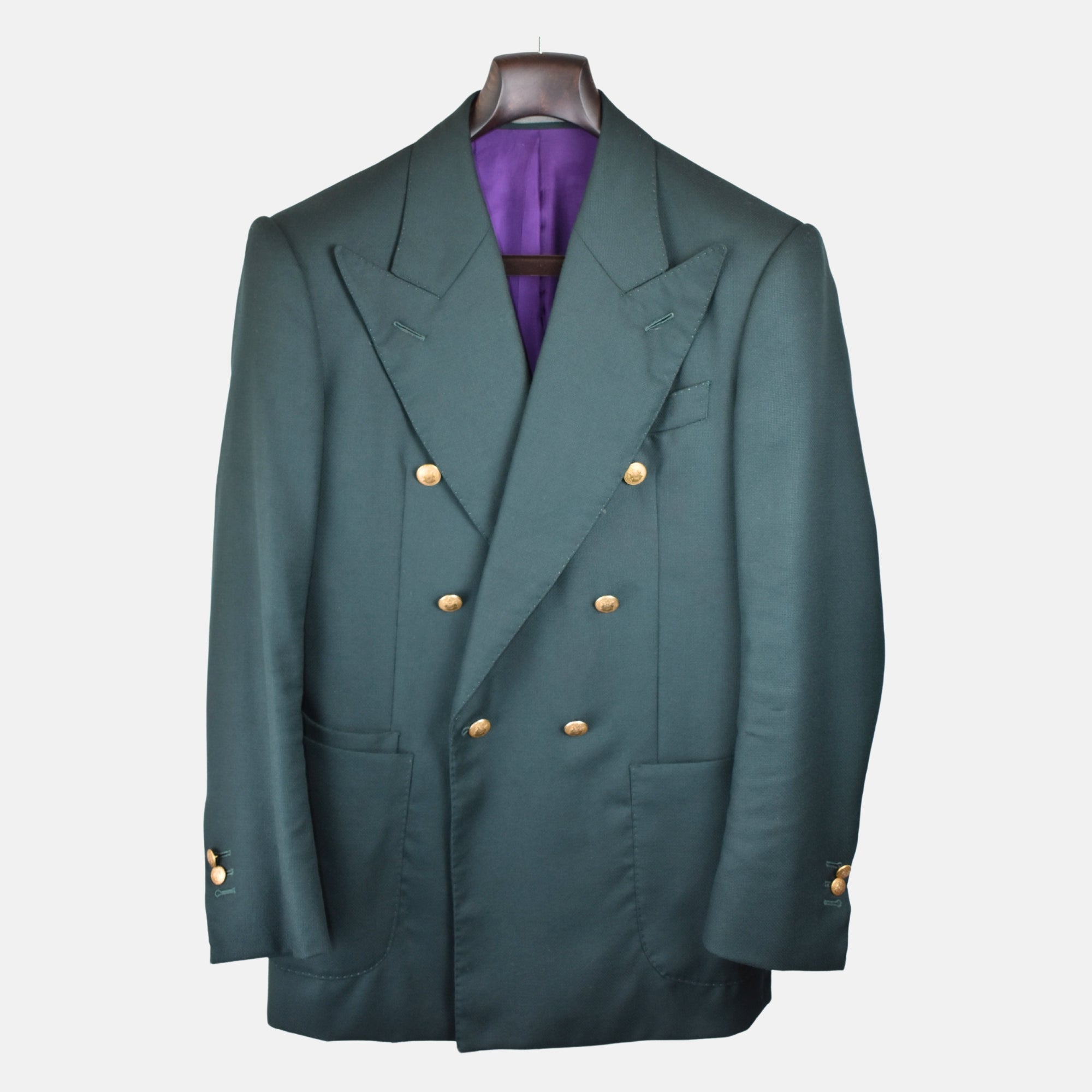 Grüner doppelreihiger Blazer aus Schurwolle (EU 48)