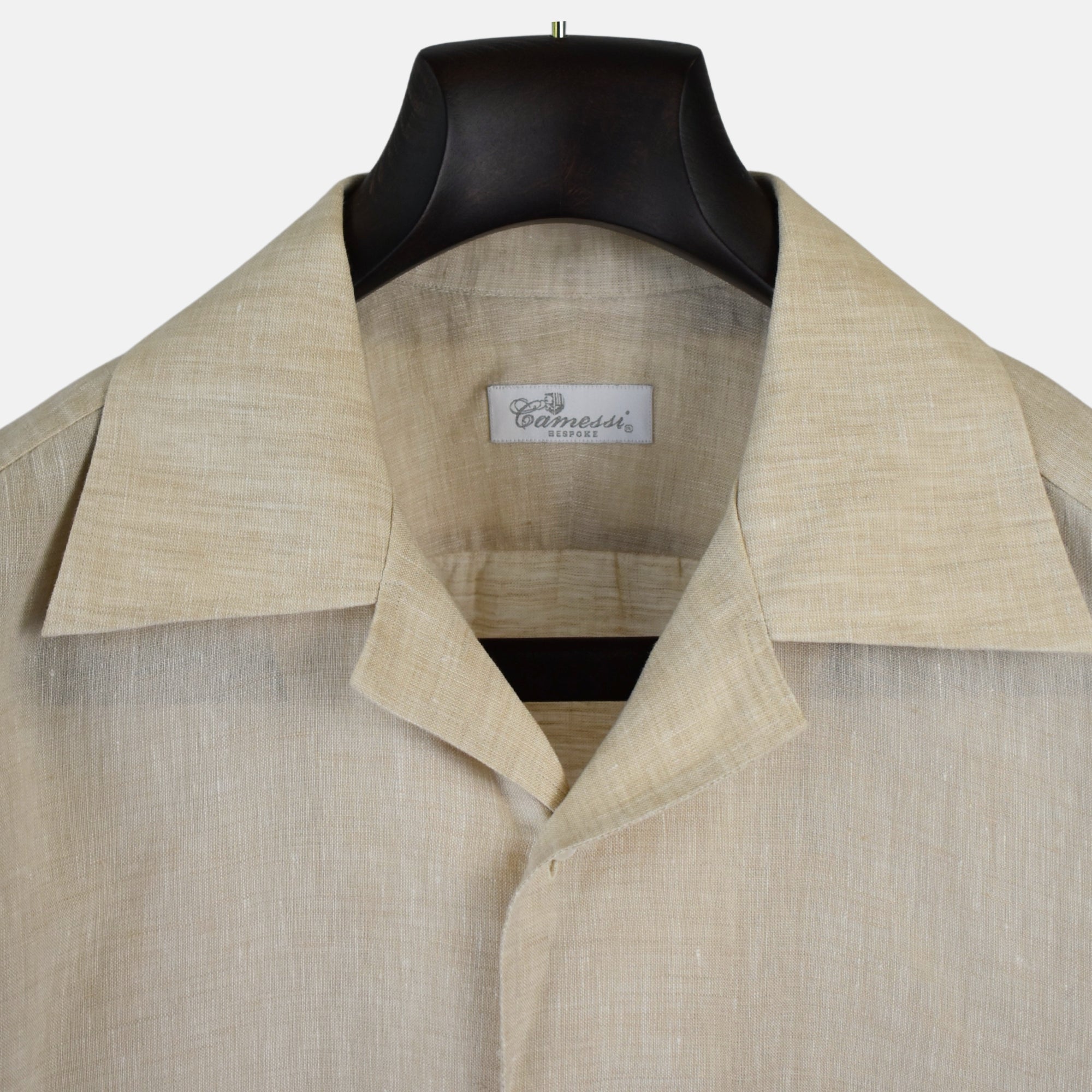 Beige Short-Sleeve Shirt made of Linen (EU 42)