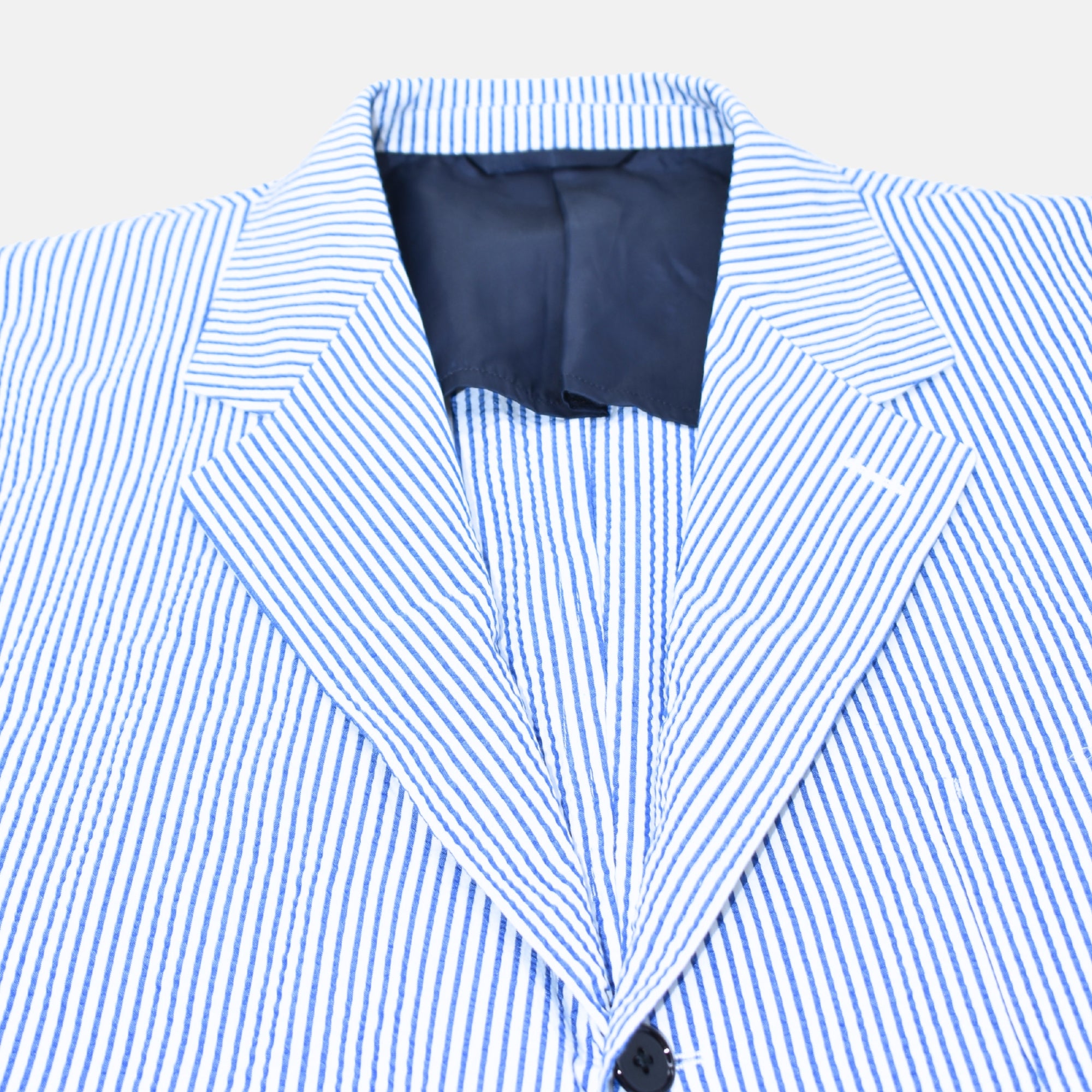 Blue/White Striped Blazer made of Cotton/Silk (EU 54)