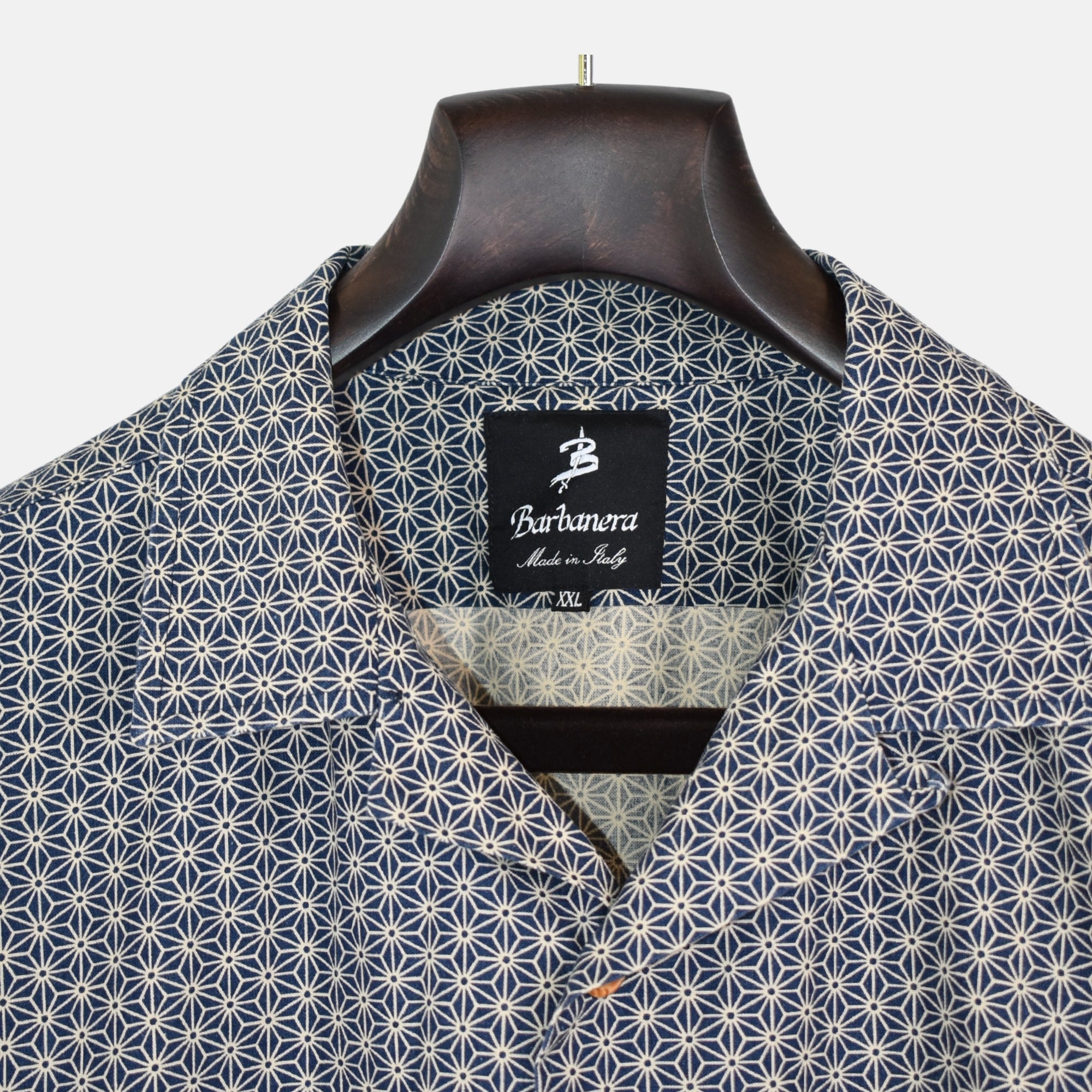Blue-Beige Patterned Shirt made of Cotton (XXL)