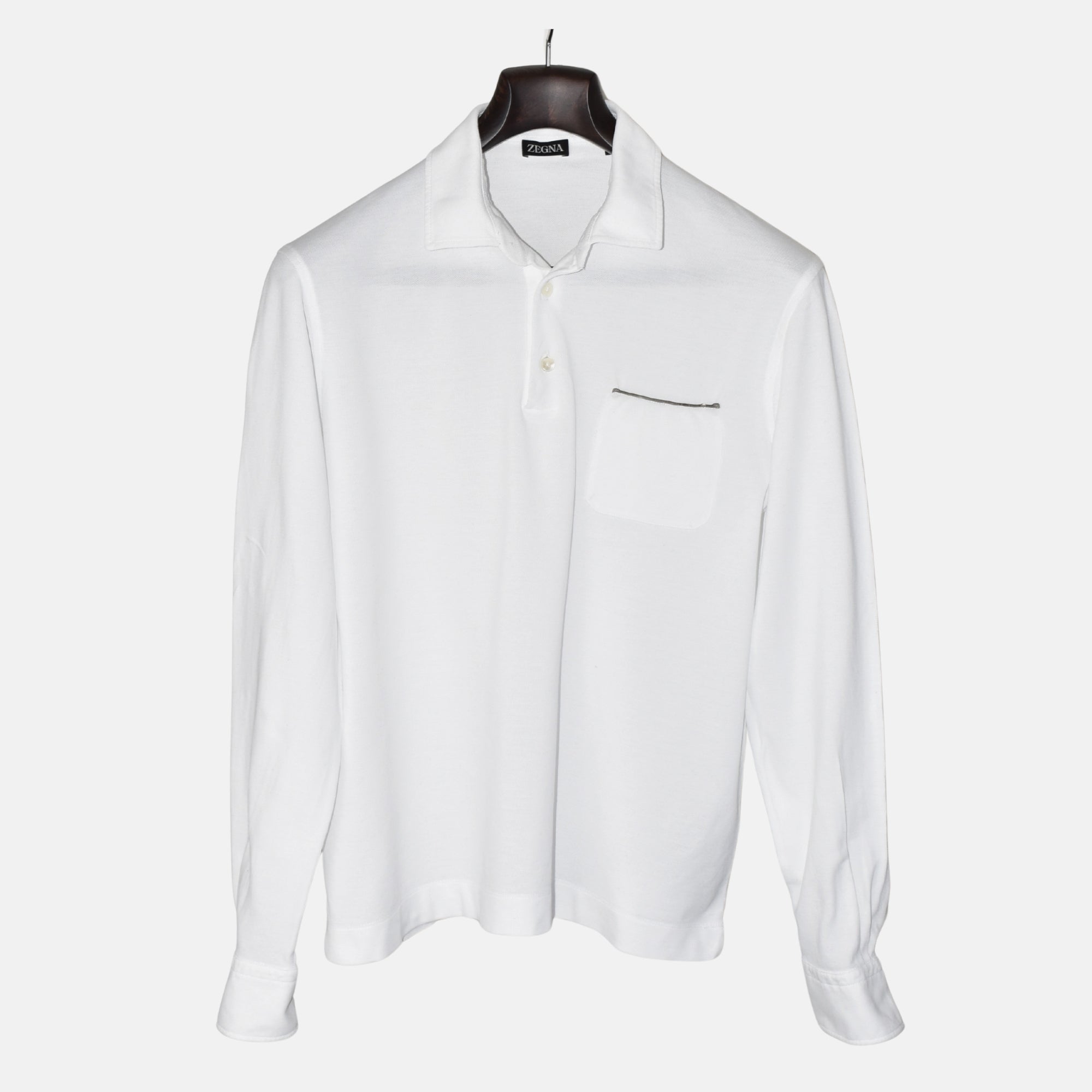White Long Sleeve Polo (M)