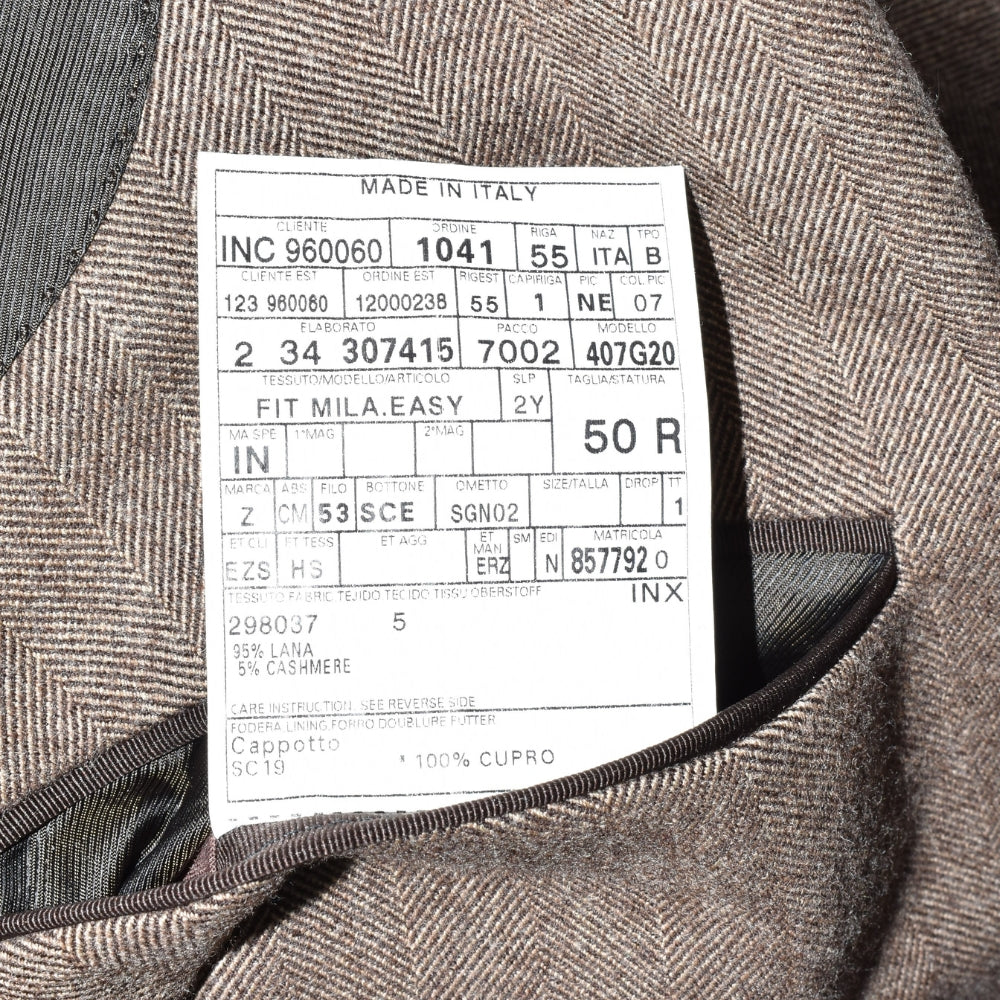 Brown Herringbone Coat made of Wool/ Cashmere (EU 50)