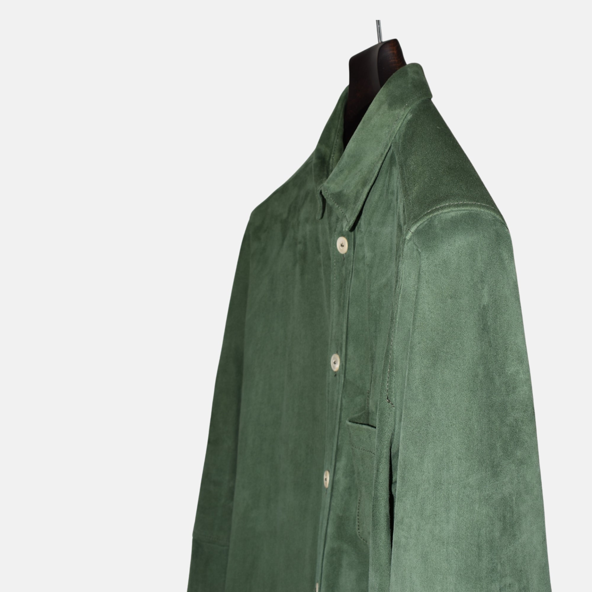 Green Overshirt made of Goat Velours (M)