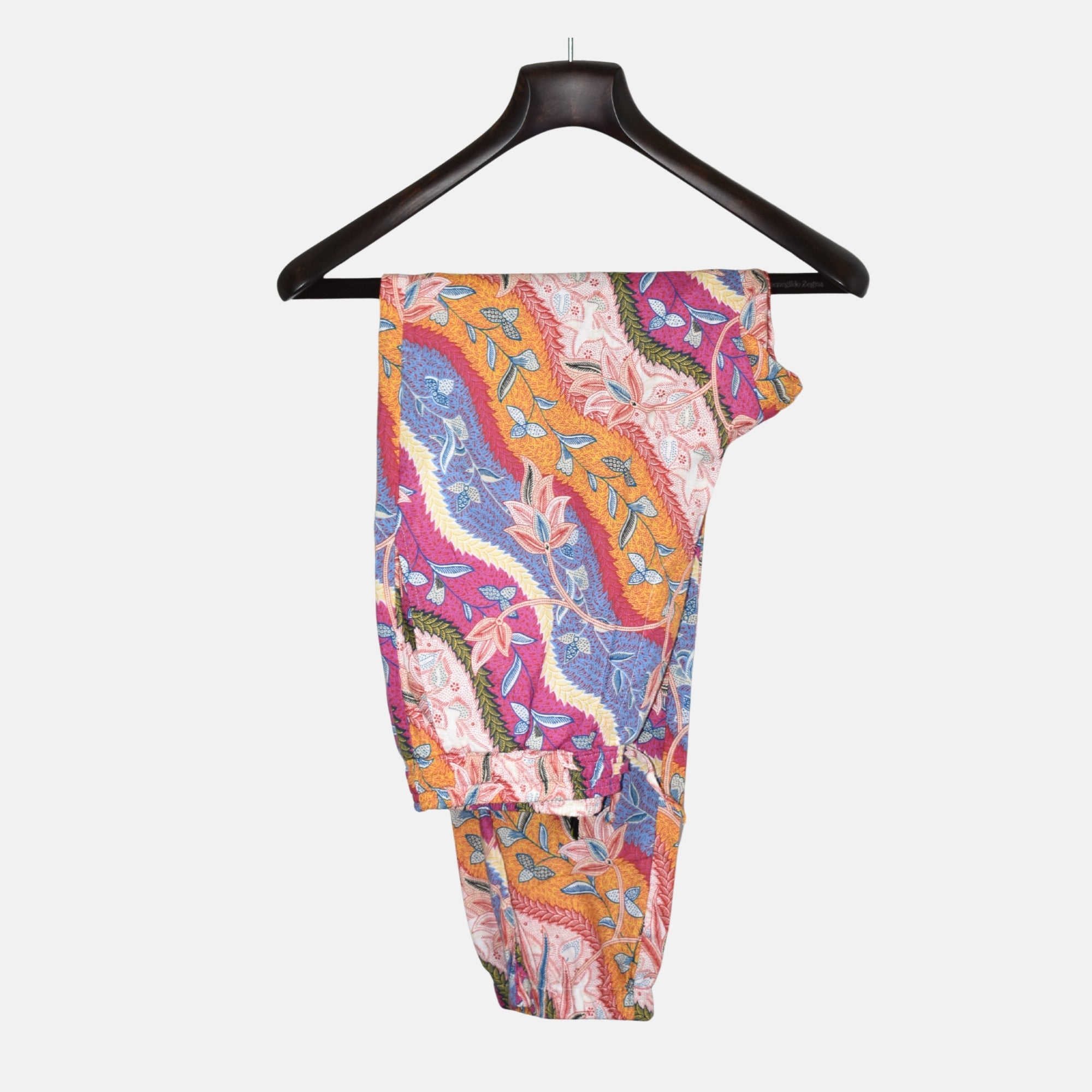 Multicoloured Flowered Pants made of Linen (EU 46)