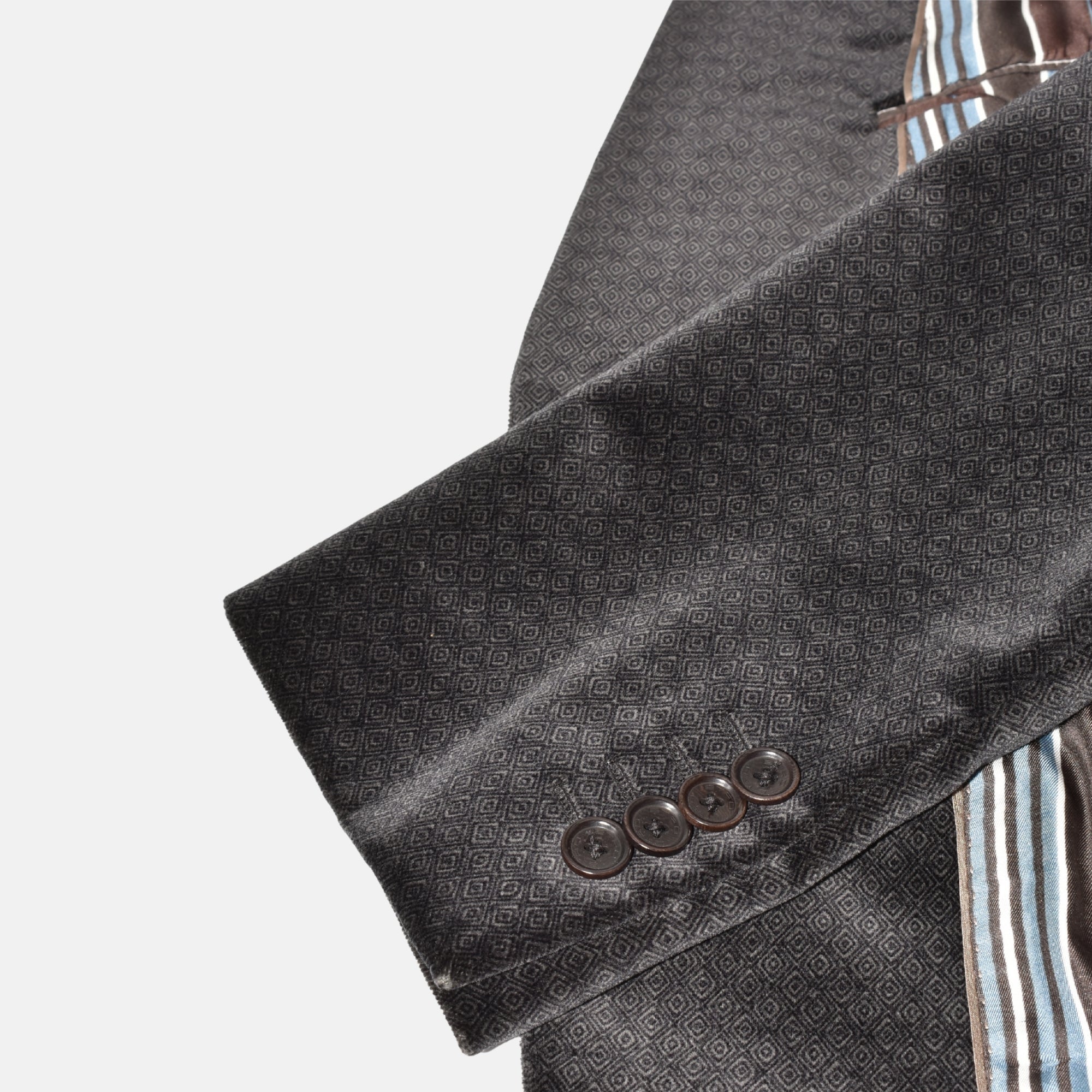 Charcoal Patterned Velvet Blazer made of Cotton (EU 48)