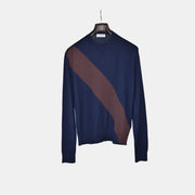 Blue-Bordeaux Sweater made of Wool/Polyester (EU 50)