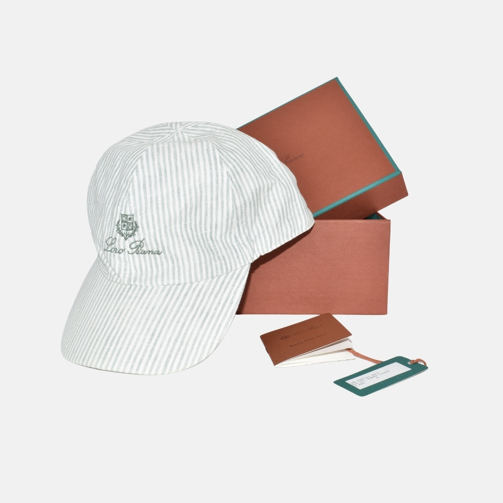 Light Khaki Striped Cap made of Cotton (S)