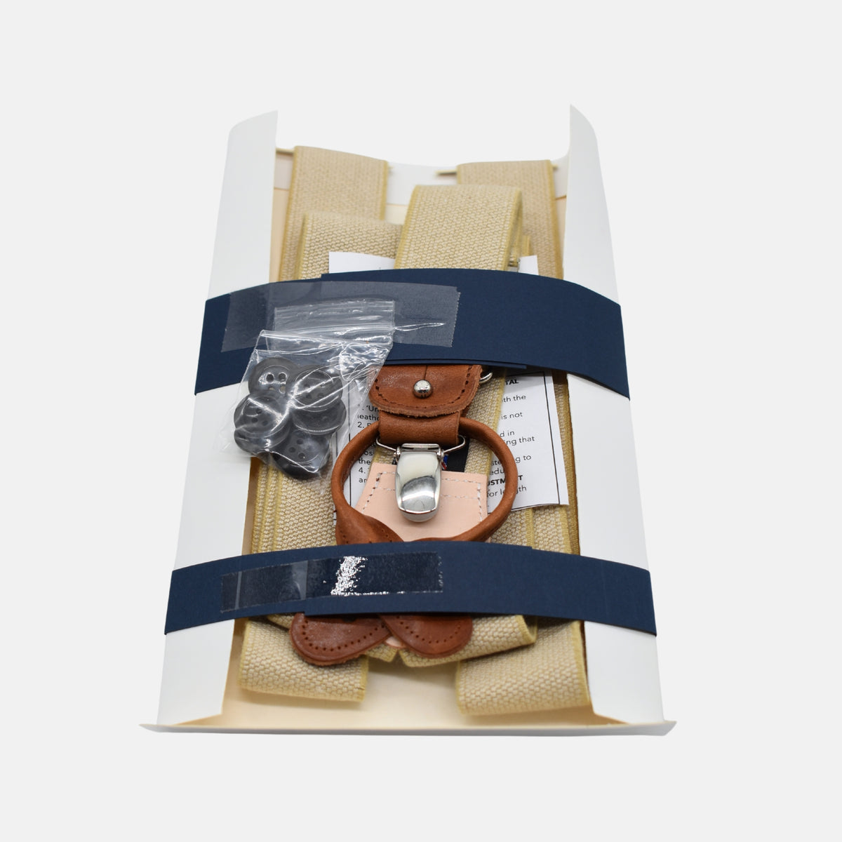 Creme/Brown Suspenders made of Leather