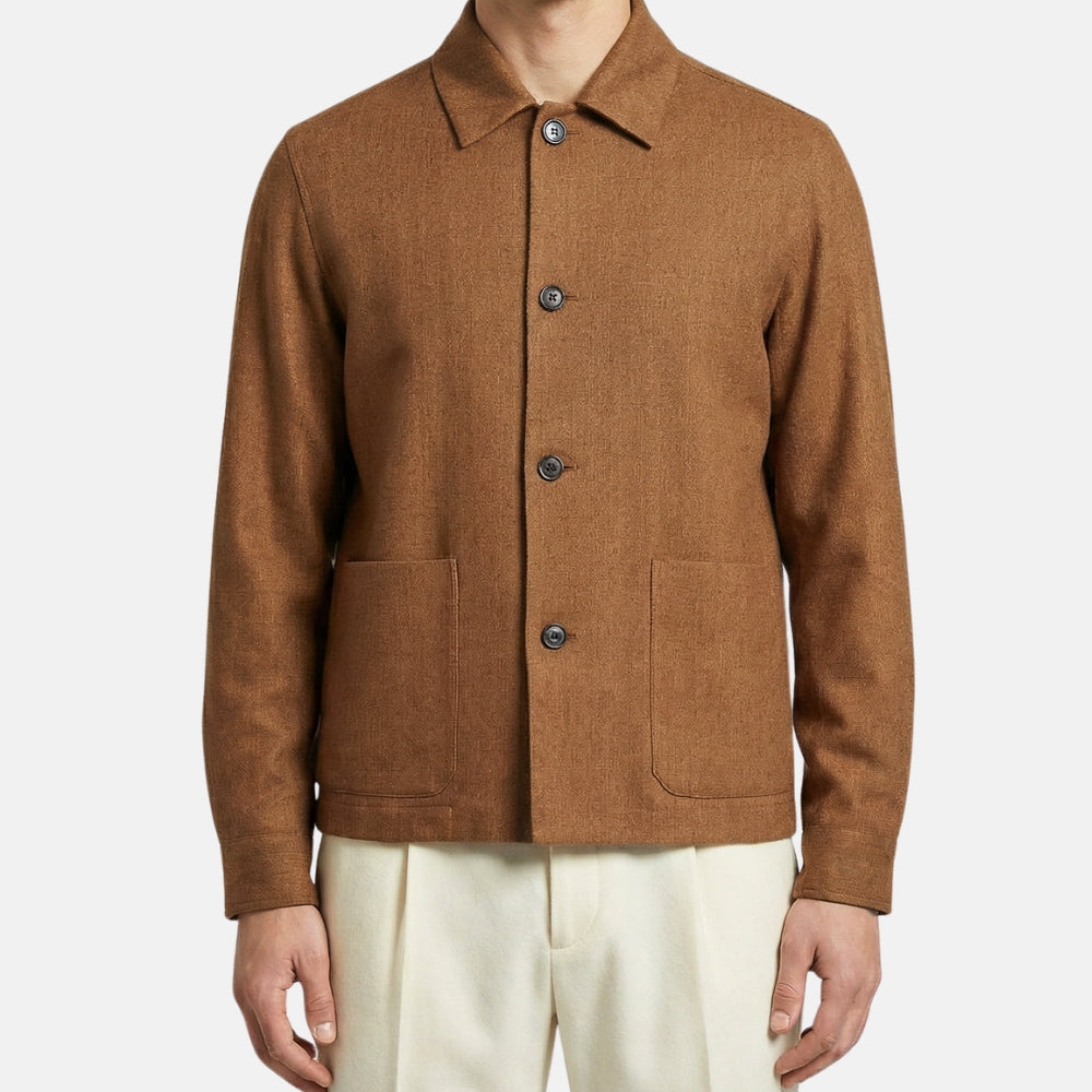 Brown Jacket made of Linen/Silk/Wool (EU 50)