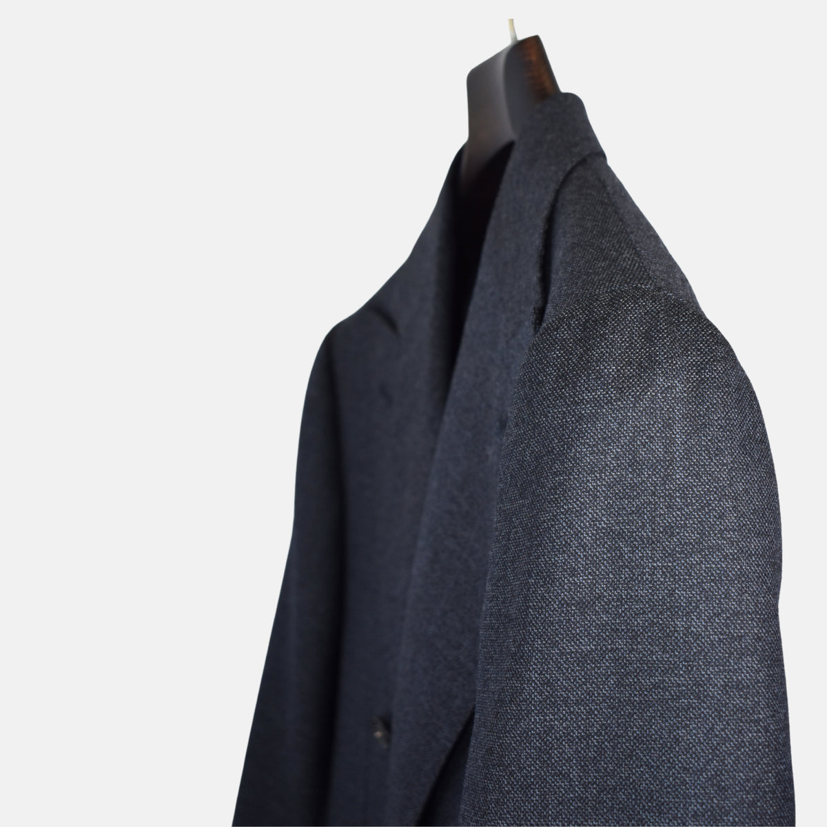 Dark Blue Patterned Double-Breasted Suit made of Wool (EU 46)