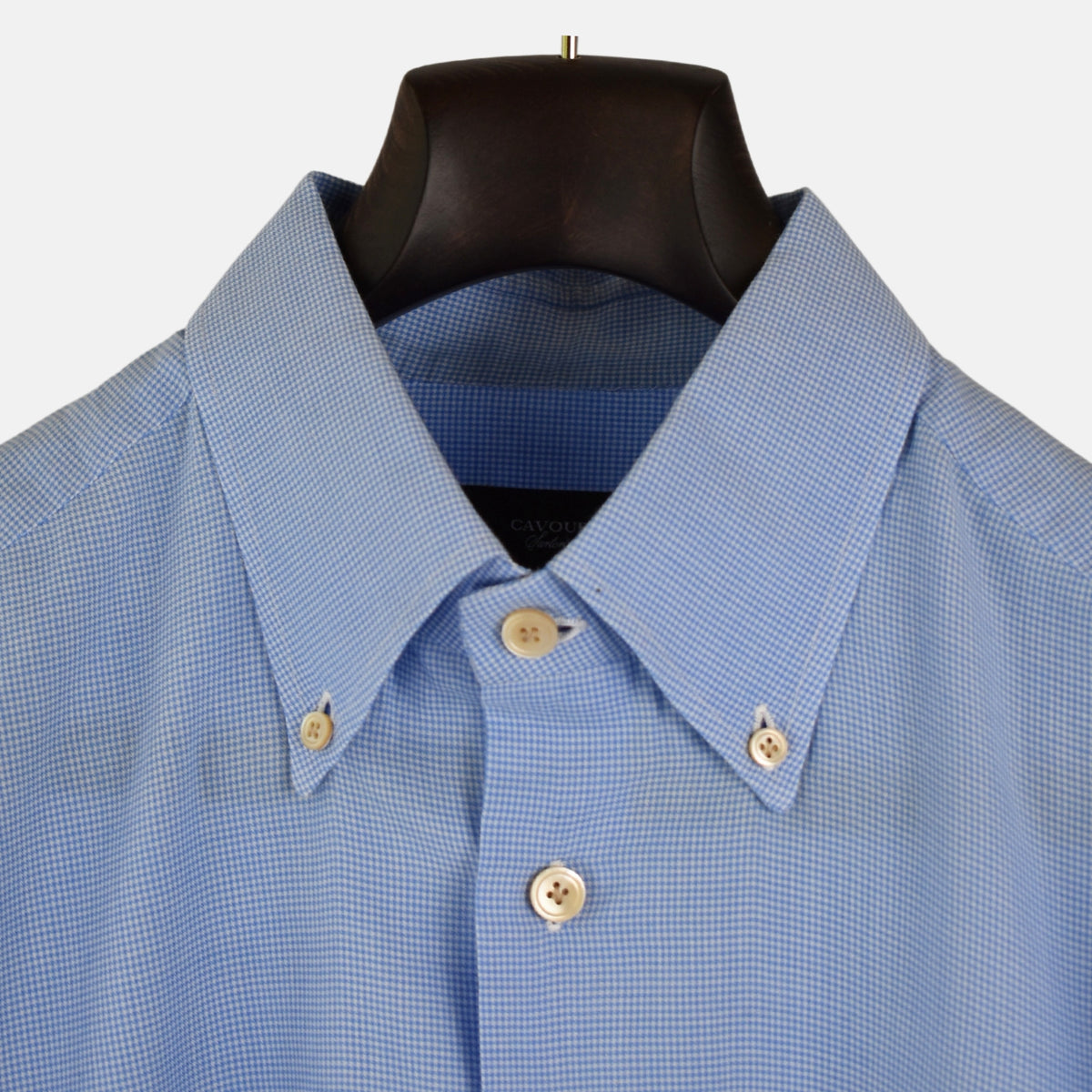 Blue-White Houndstooth Patterned Shirt made of Cotton (EU 42)