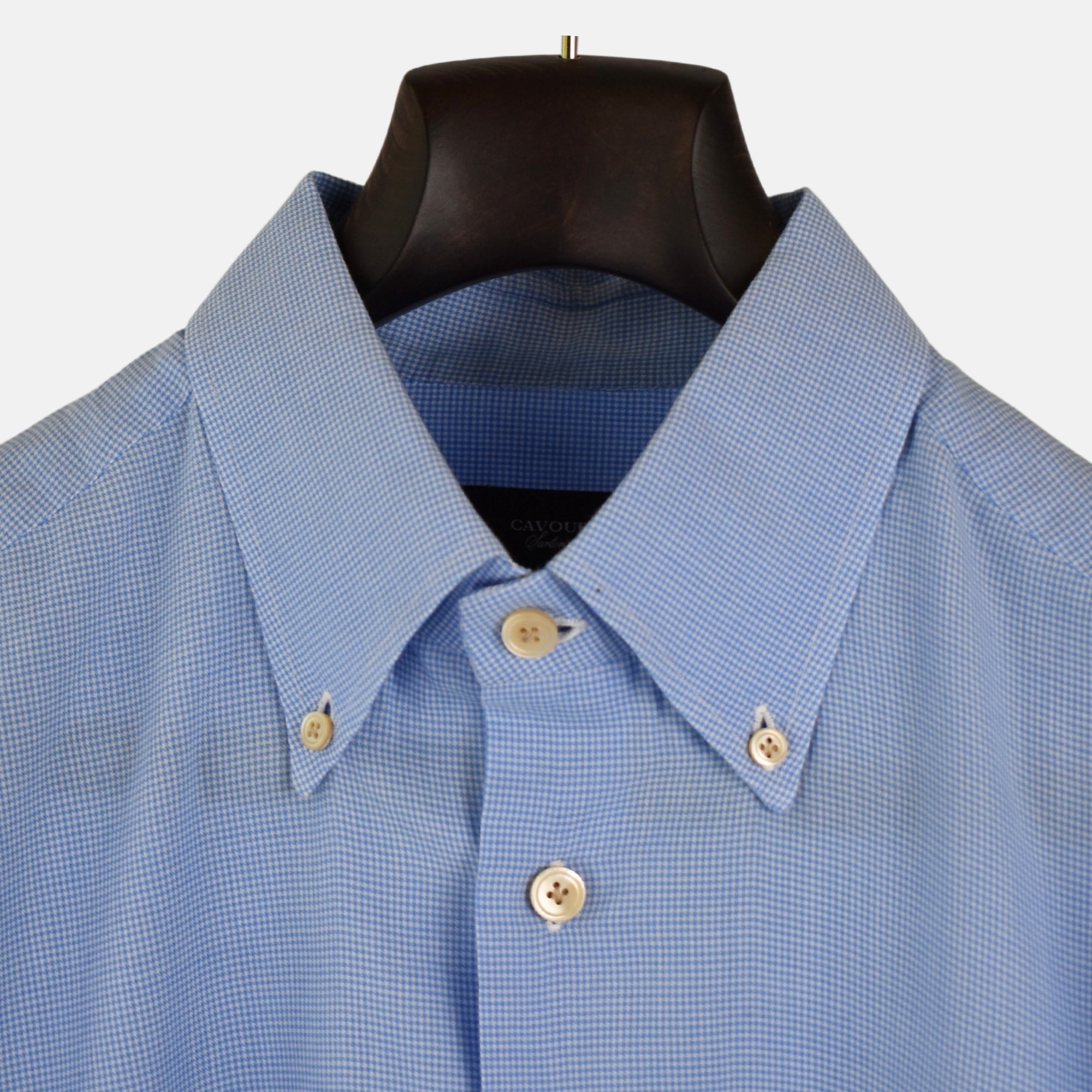 Blue-White Houndstooth Patterned Shirt made of Cotton (EU 42)