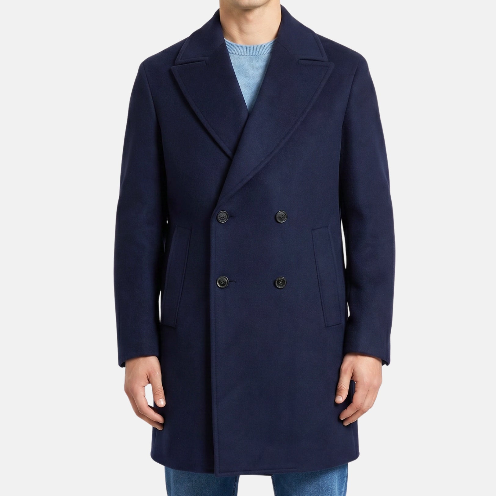 Navy Doublebreasted Coat made of Cashmere (EU 50)